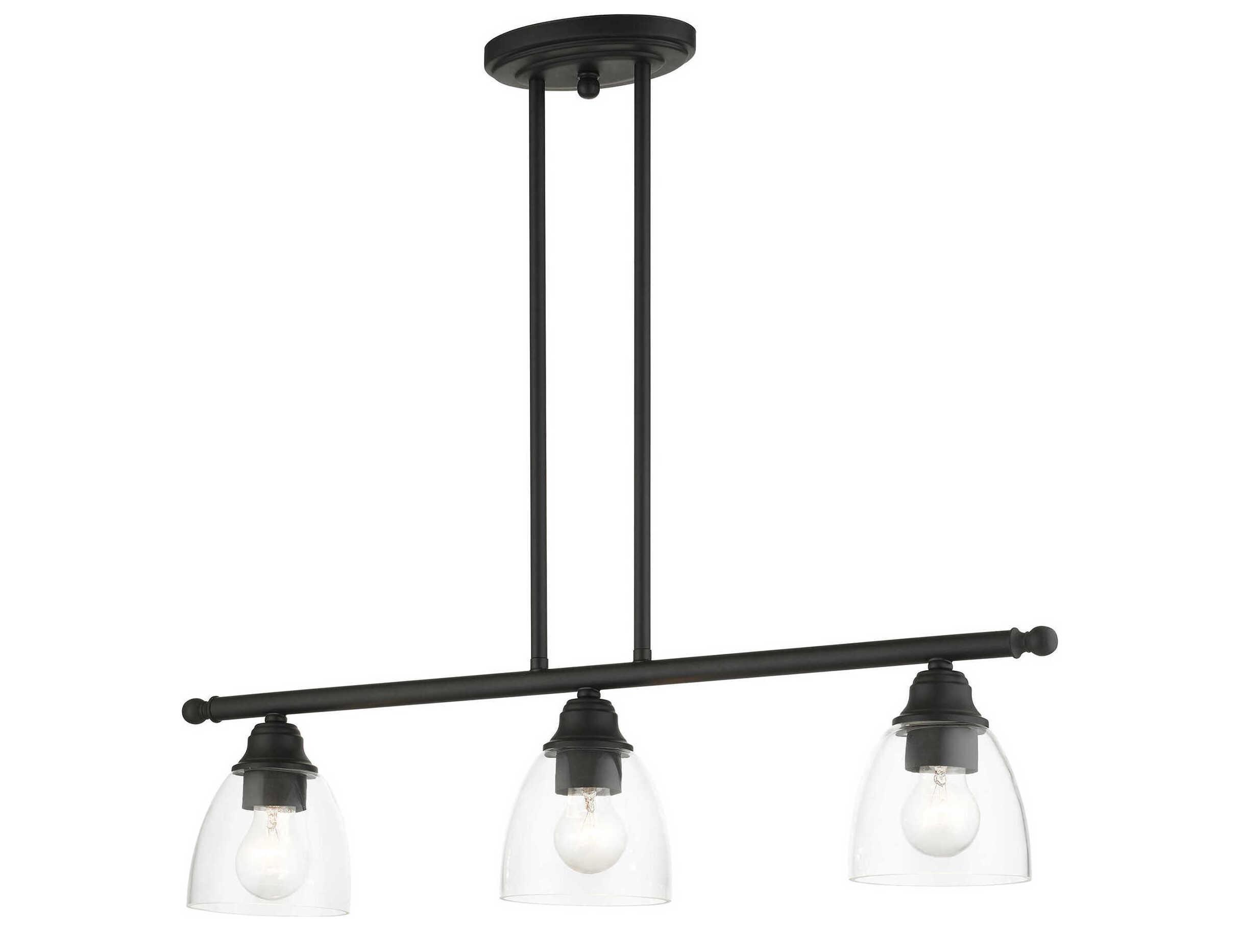 Livex Lighting Montgomery 3-Light Black Glass Bell Island Pendant