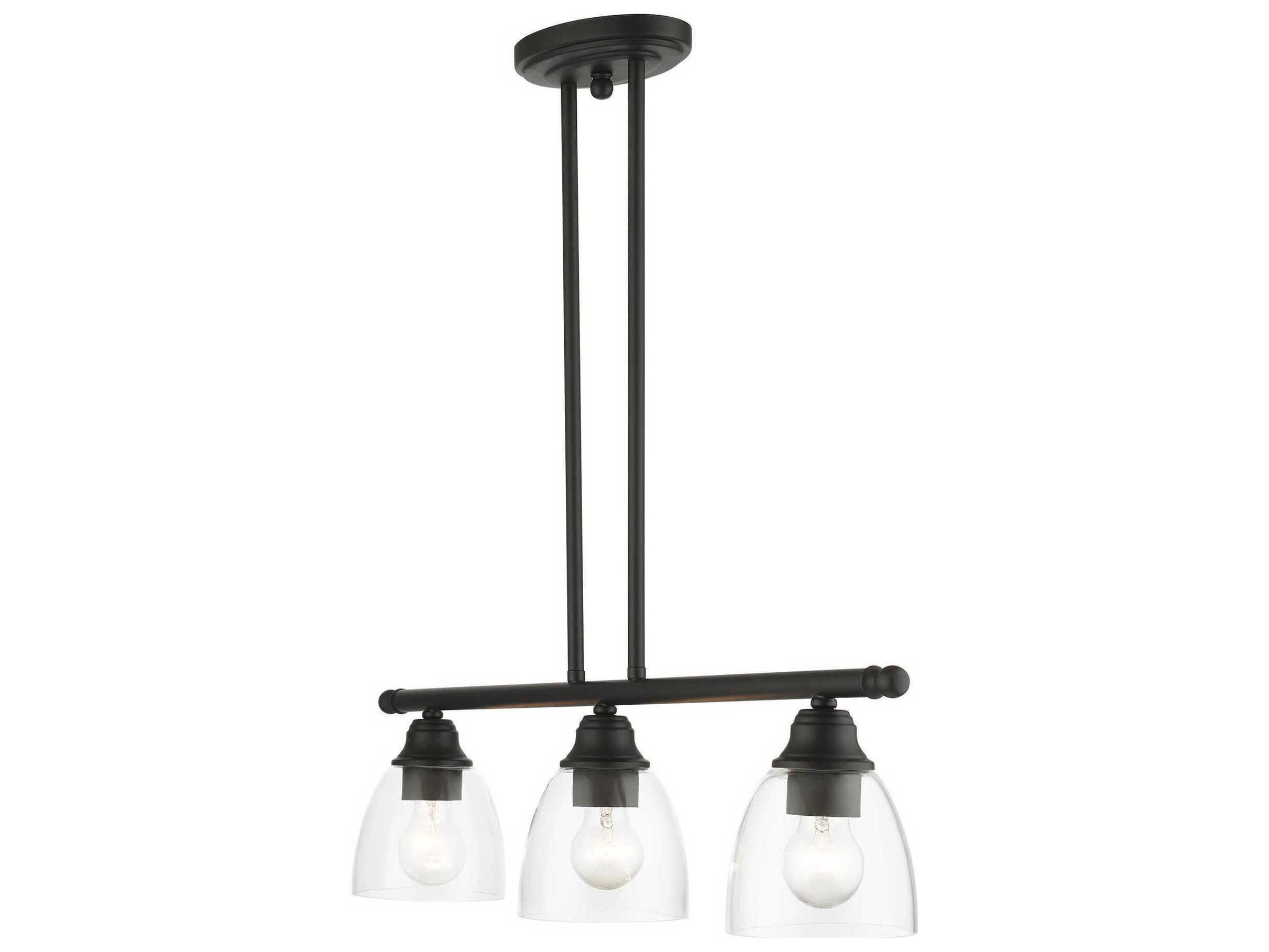 Livex Lighting Montgomery 3-Light Black Glass Bell Island Pendant