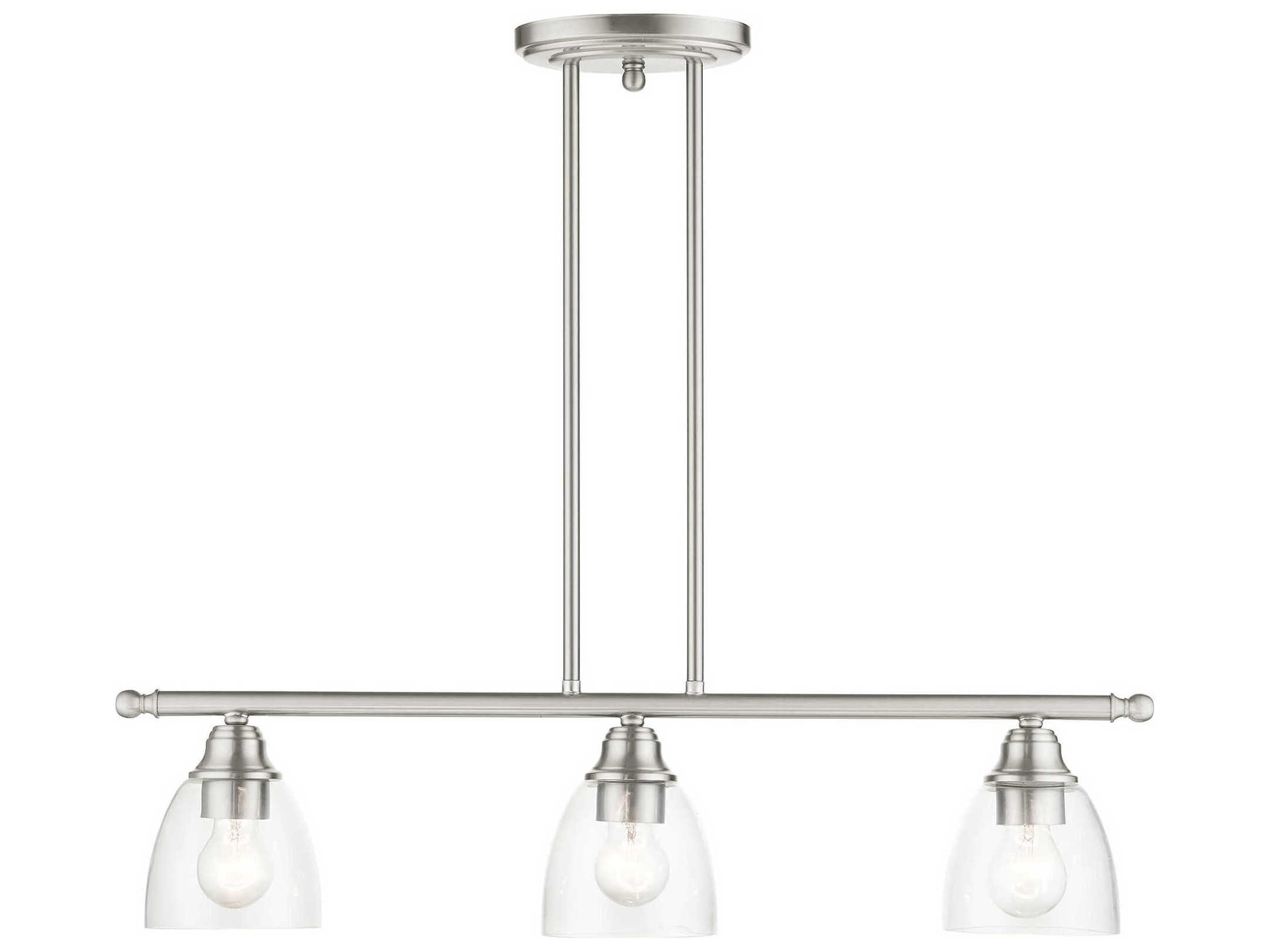 Livex Lighting Montgomery 3-Light Brushed Nickel Glass Bell Island Pendant