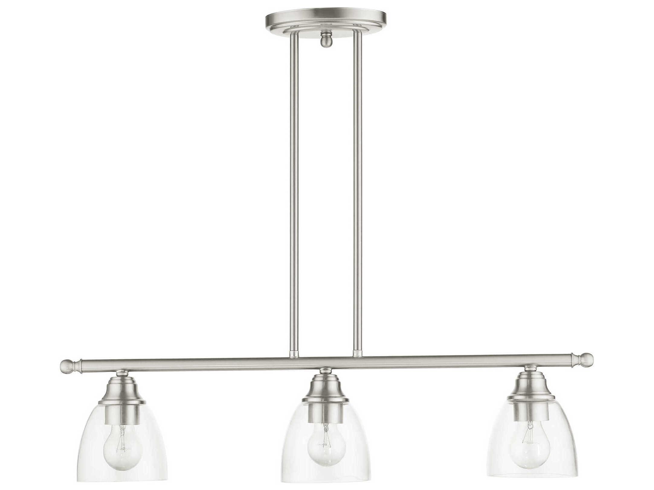 Livex Lighting Montgomery 3-Light Brushed Nickel Glass Bell Island Pendant