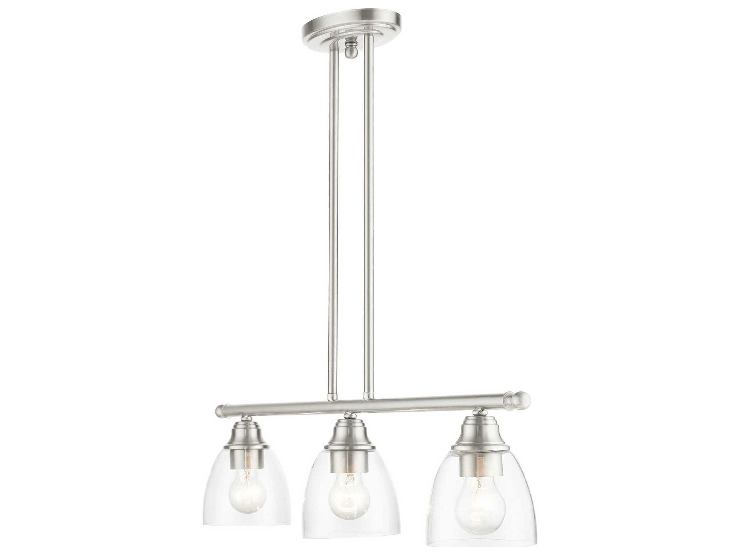 Livex Lighting Montgomery 3-Light Brushed Nickel Glass Bell Island Pendant