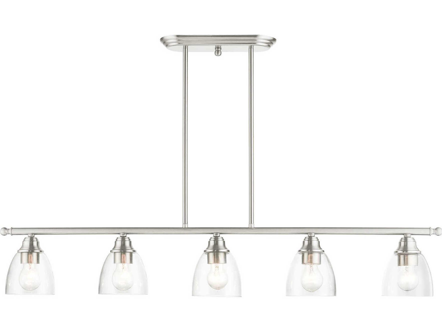 Livex Lighting Montgomery 5-Light Brushed Nickel Glass Bell Island Pendant