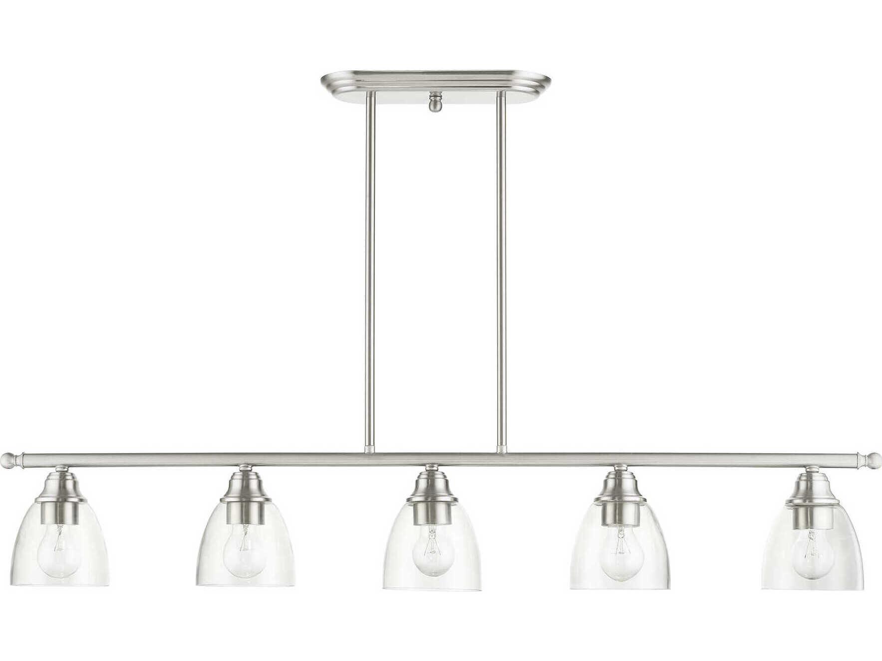 Livex Lighting Montgomery 5-Light Brushed Nickel Glass Bell Island Pendant