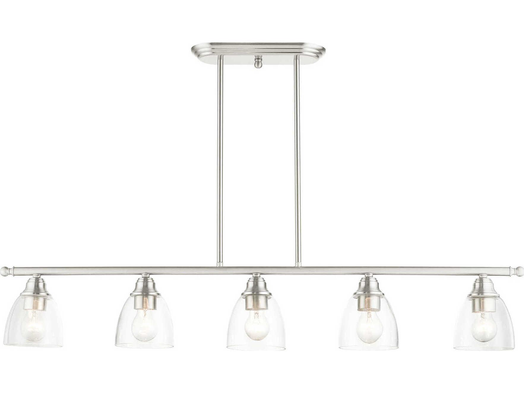 Livex Lighting Montgomery 5-Light Brushed Nickel Glass Bell Island Pendant