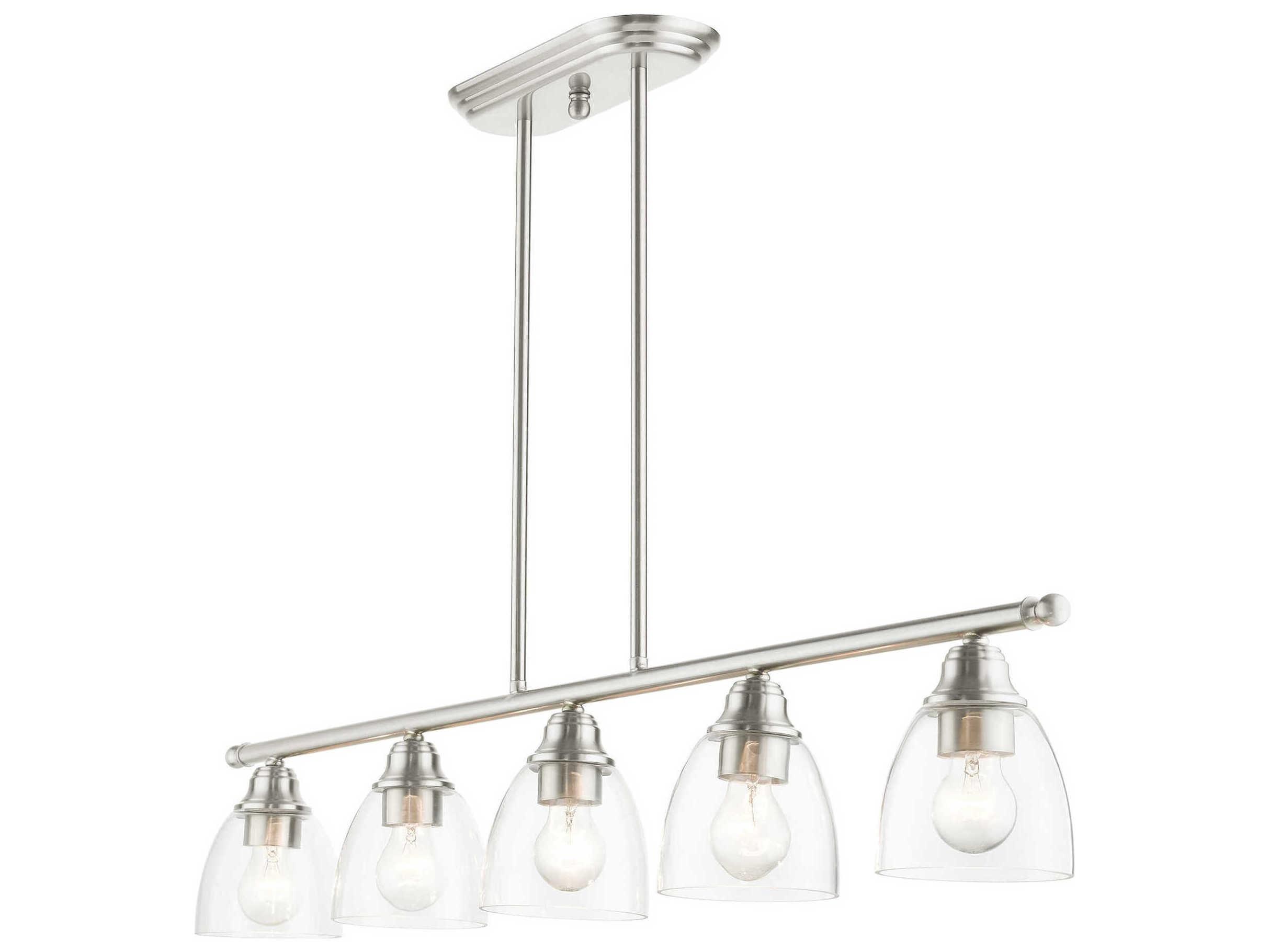Livex Lighting Montgomery 5-Light Brushed Nickel Glass Bell Island Pendant