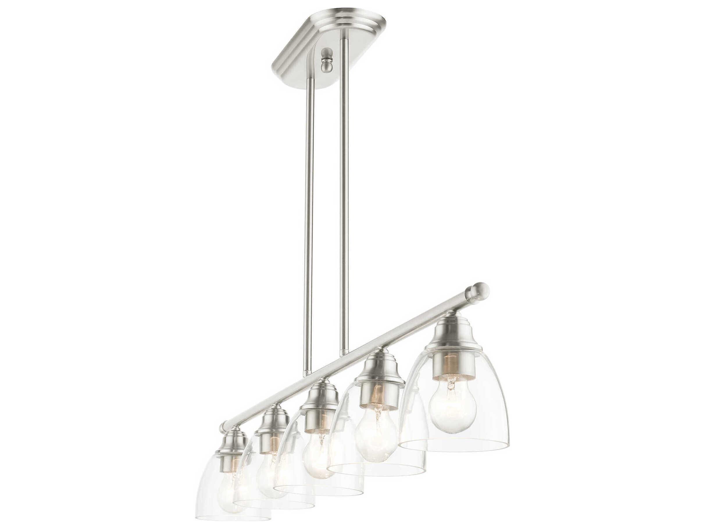 Livex Lighting Montgomery 5-Light Brushed Nickel Glass Bell Island Pendant
