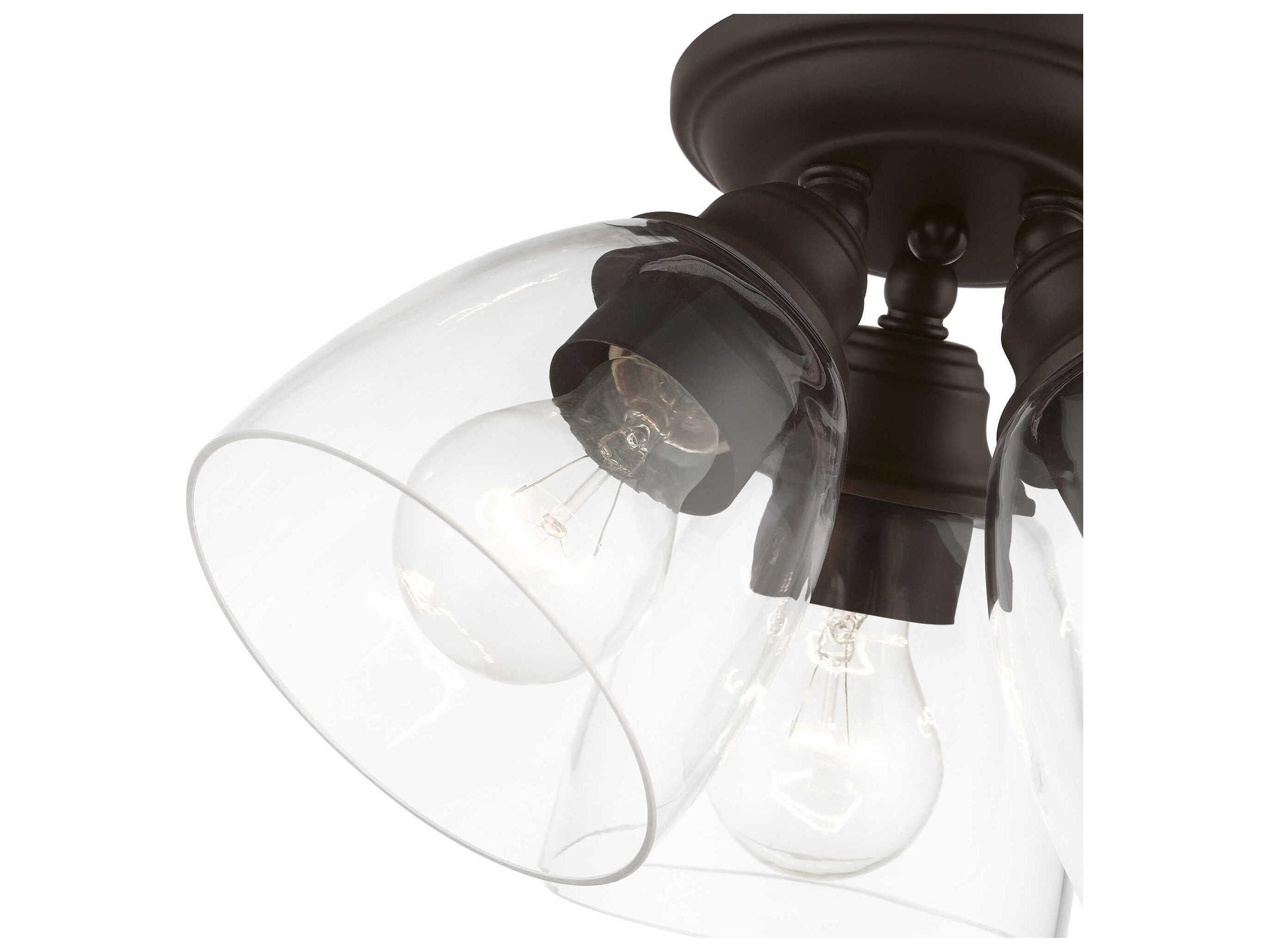Livex Lighting Montgomery 3-Light Bronze Glass Bell Semi Flush Mount