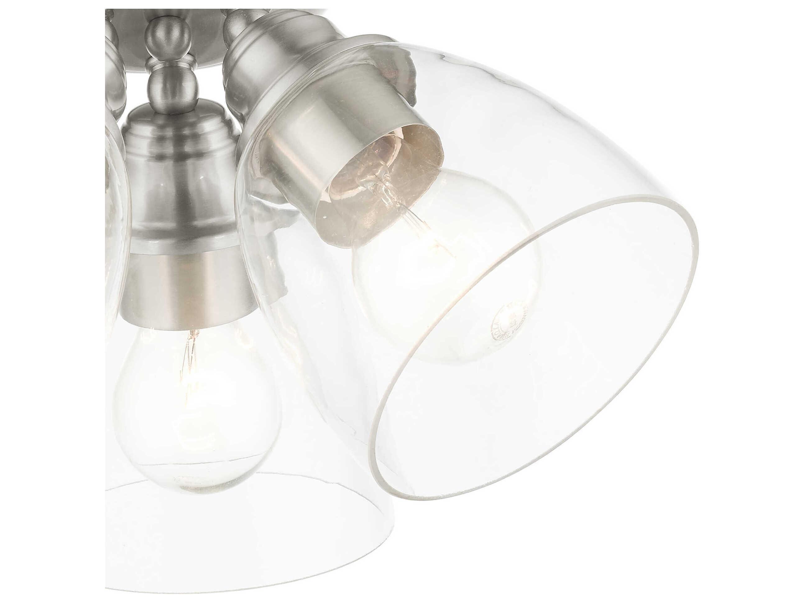 Livex Lighting Montgomery 3-Light Brushed Nickel Glass Semi Flush Mount