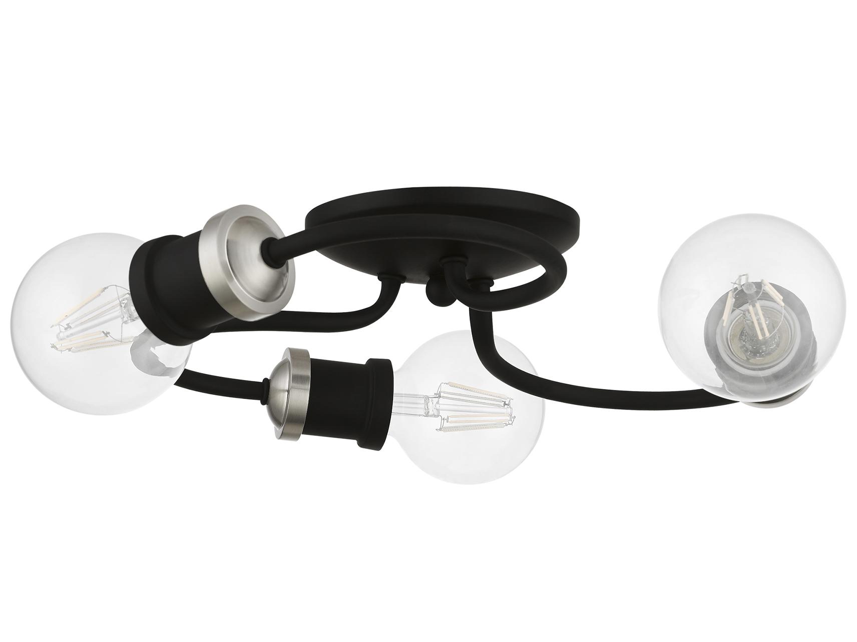 Livex Lighting Bromley 3-Light Black Brushed Nickel Flush Mount