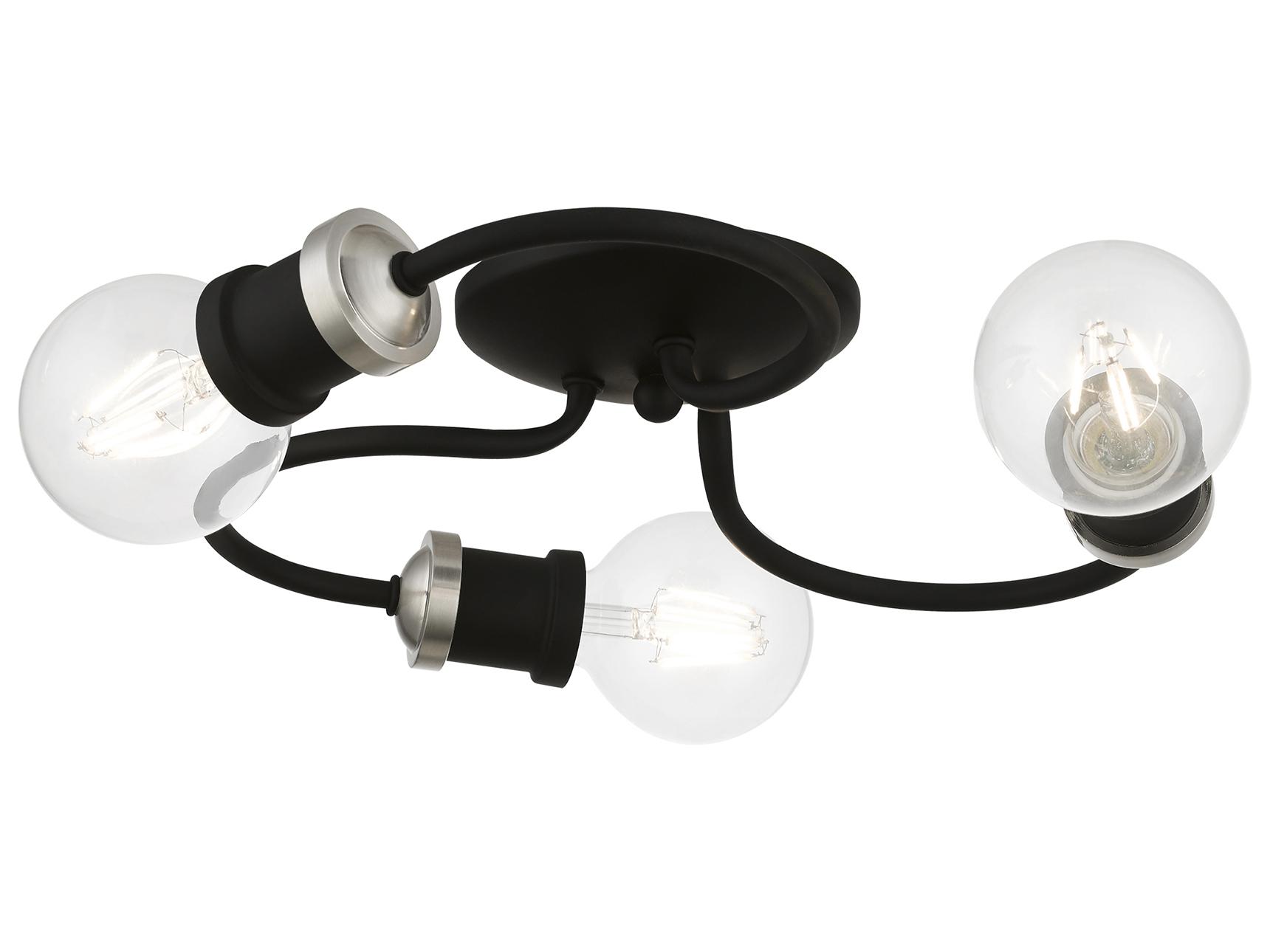 Livex Lighting Bromley 3-Light Black Brushed Nickel Flush Mount