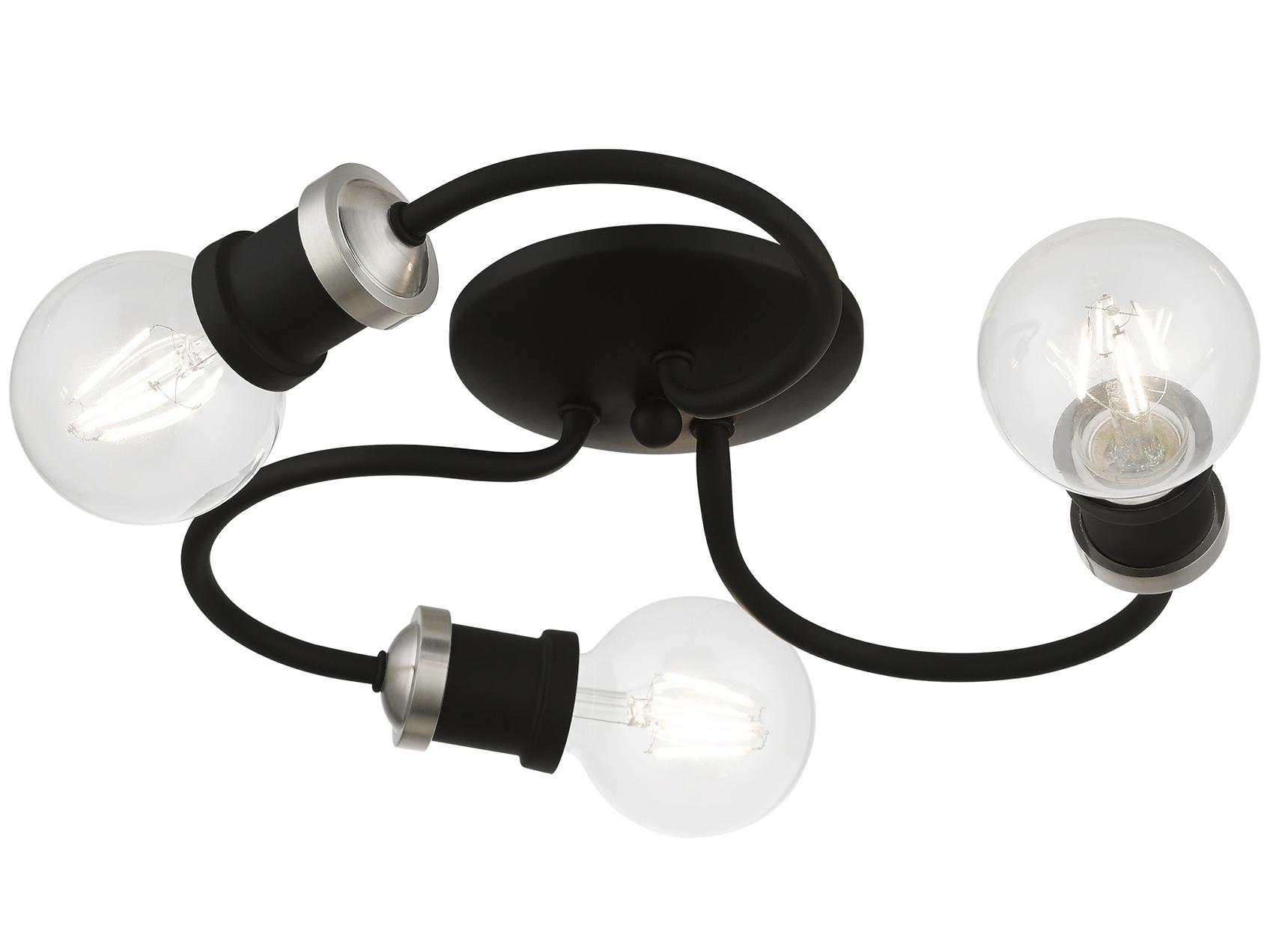 Livex Lighting Bromley 3-Light Black Brushed Nickel Flush Mount
