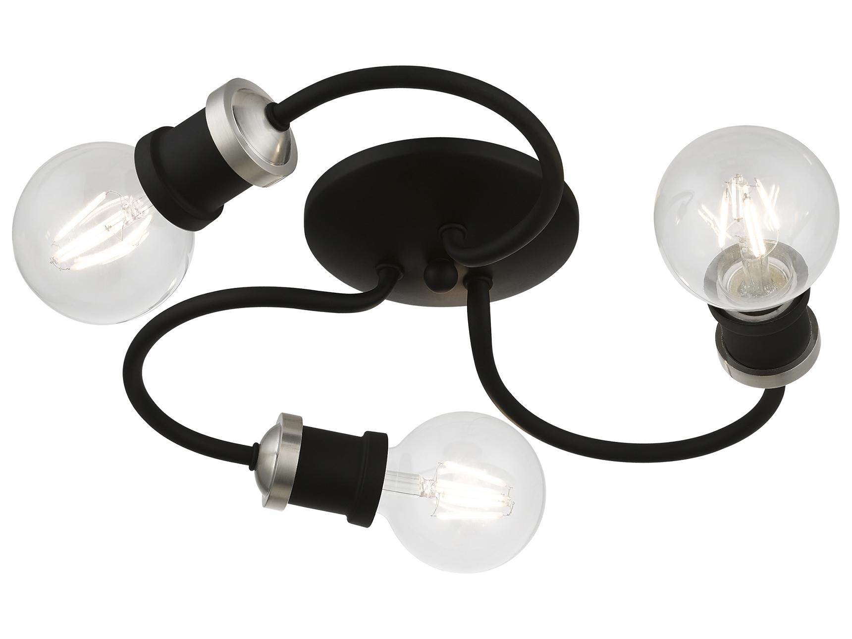 Livex Lighting Bromley 3-Light Black Brushed Nickel Flush Mount