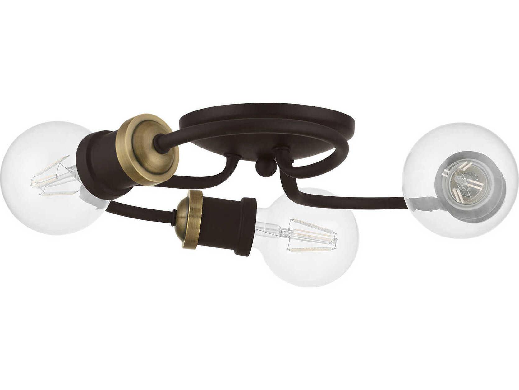 Livex Lighting Bromley 3-Light Bronze Antique Brass Flush Mount