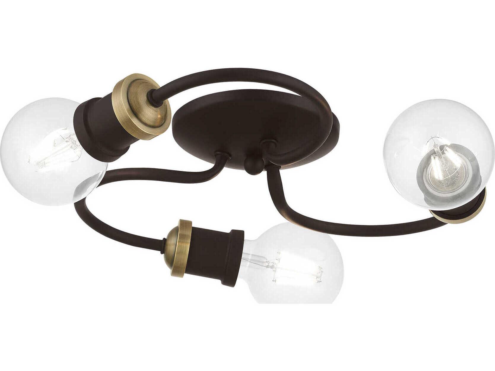 Livex Lighting Bromley 3-Light Bronze Antique Brass Flush Mount