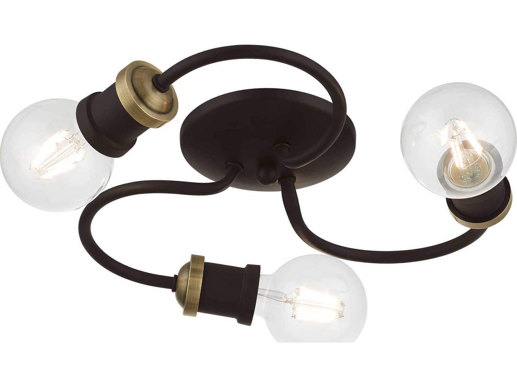 Livex Lighting Bromley 3-Light Bronze Antique Brass Flush Mount