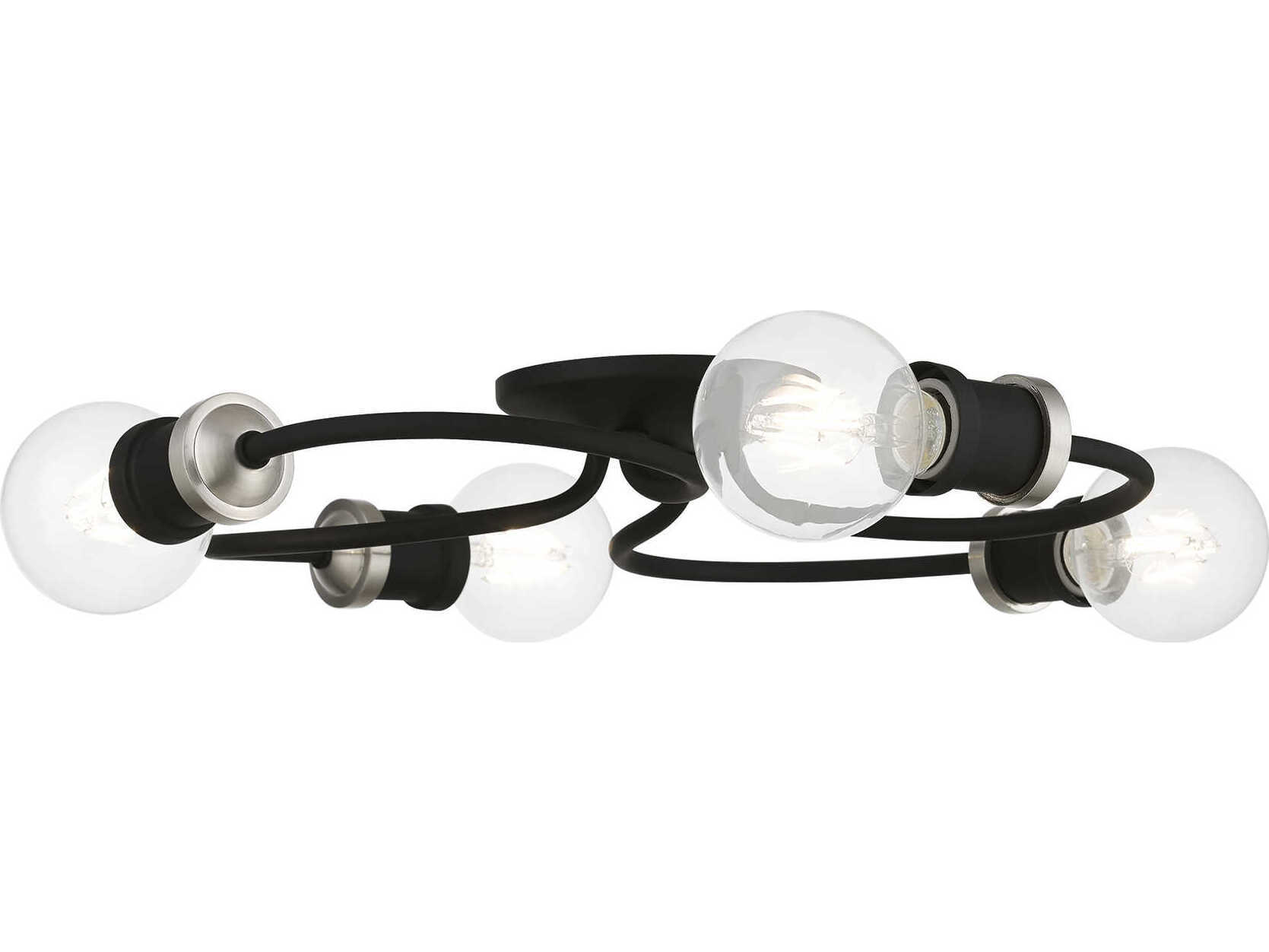 Livex Lighting Bromley 4-Light Black Brushed Nickel Flush Mount