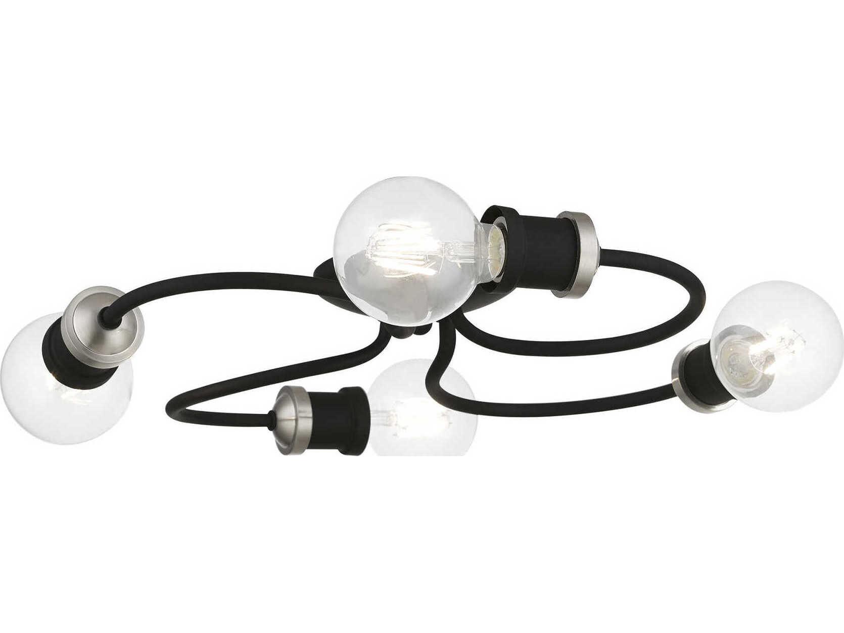 Livex Lighting Bromley 4-Light Black Brushed Nickel Flush Mount