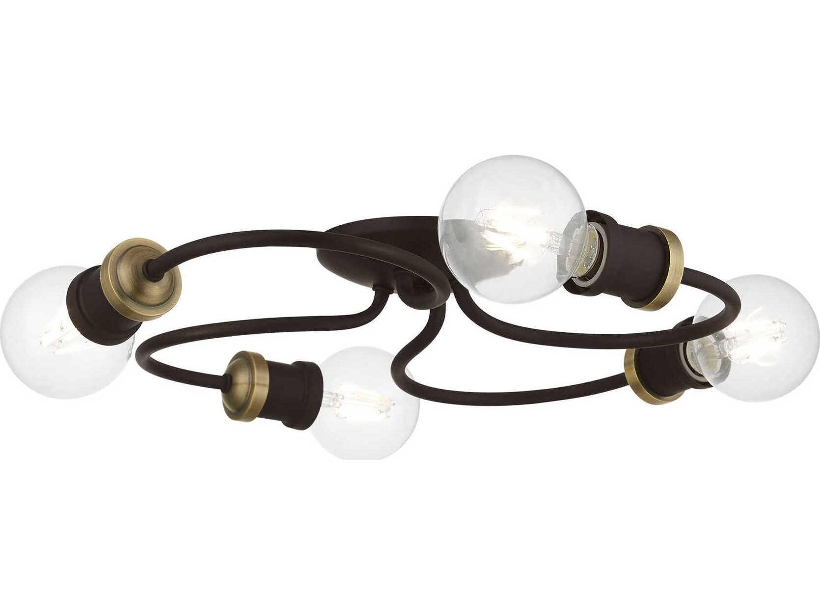 Livex Lighting Bromley 4-Light Bronze Antique Brass Flush Mount