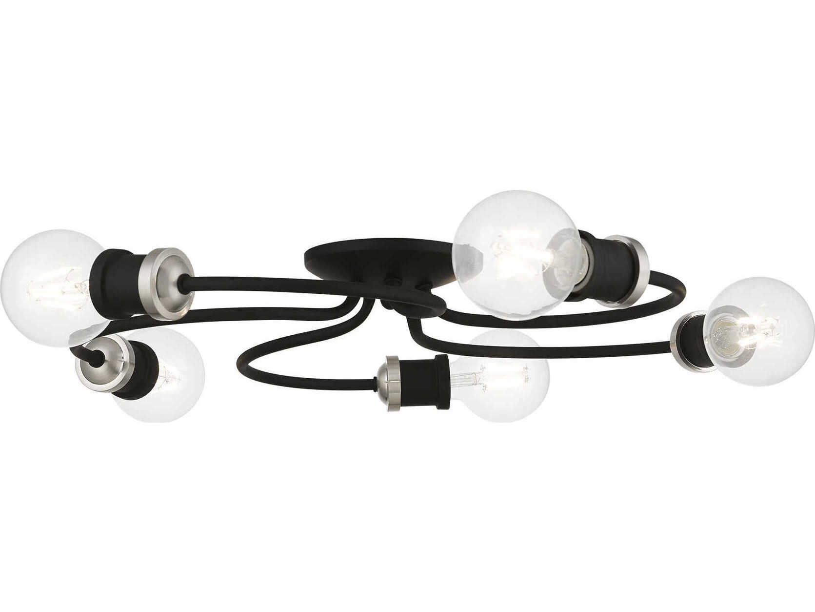 Livex Lighting Bromley 5-Light Black Brushed Nickel Flush Mount