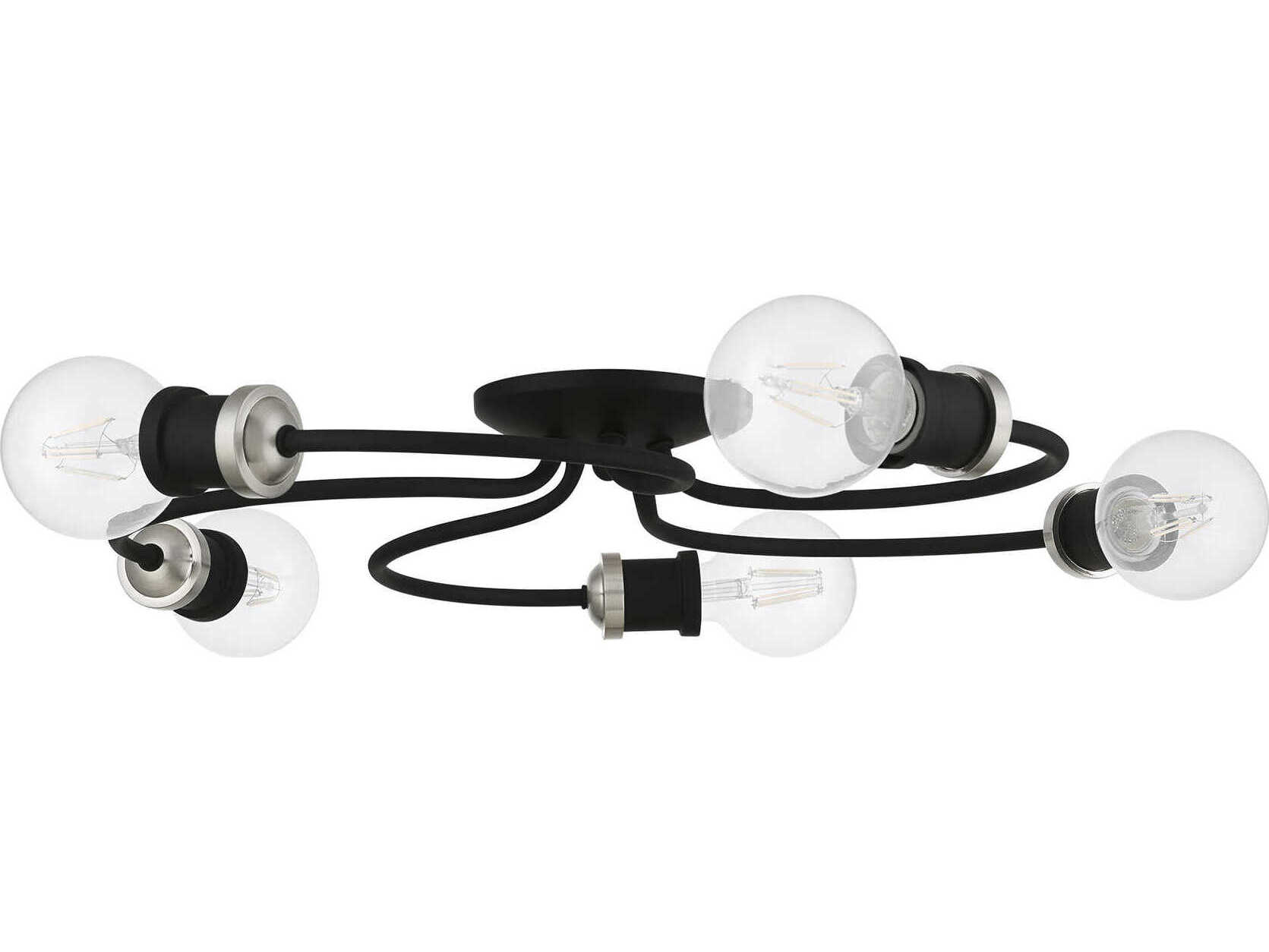Livex Lighting Bromley 5-Light Black Brushed Nickel Flush Mount