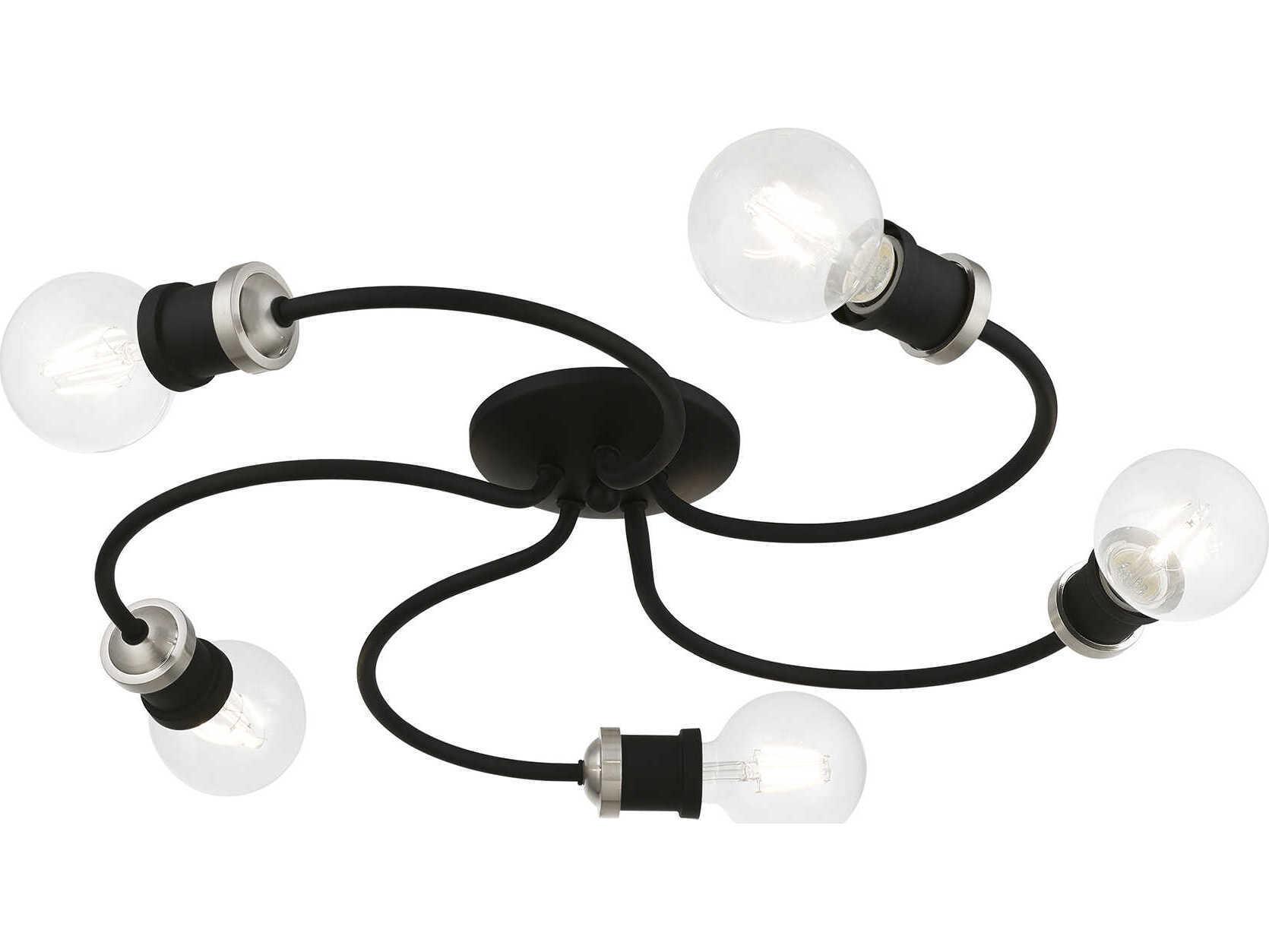Livex Lighting Bromley 5-Light Black Brushed Nickel Flush Mount