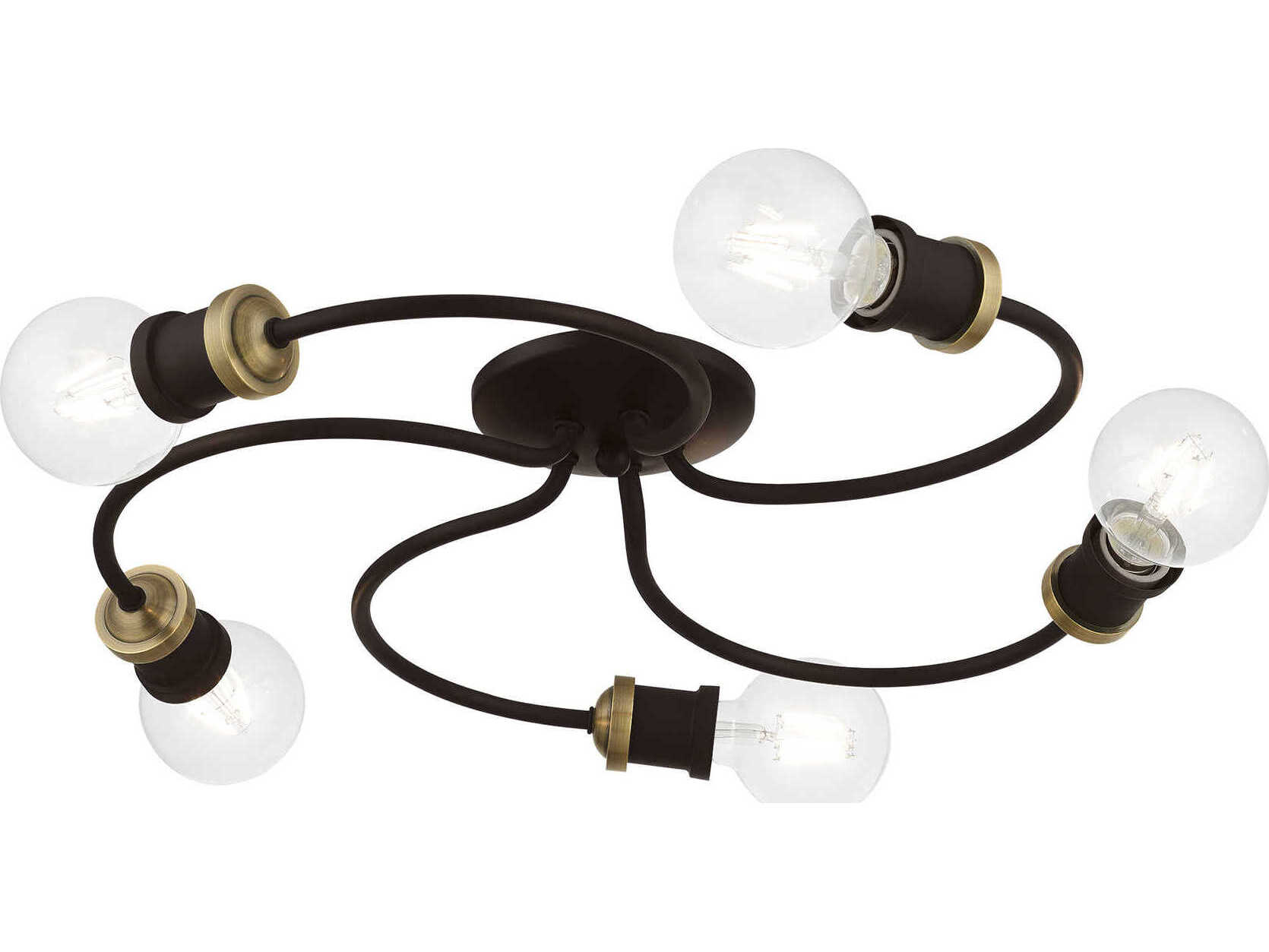 Livex Lighting Bromley 5-Light Bronze Antique Brass Flush Mount