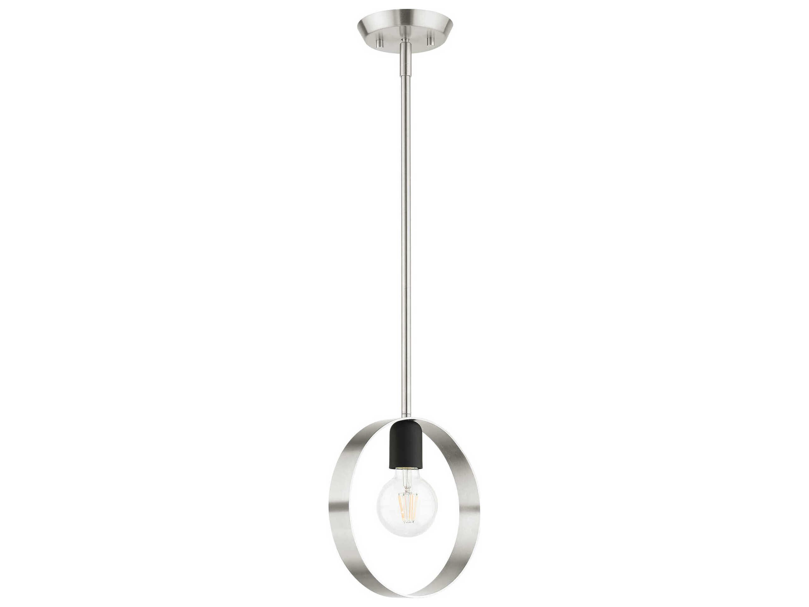 Livex Lighting Modesto 1-Light Brushed Nickel Round Mini Pendant