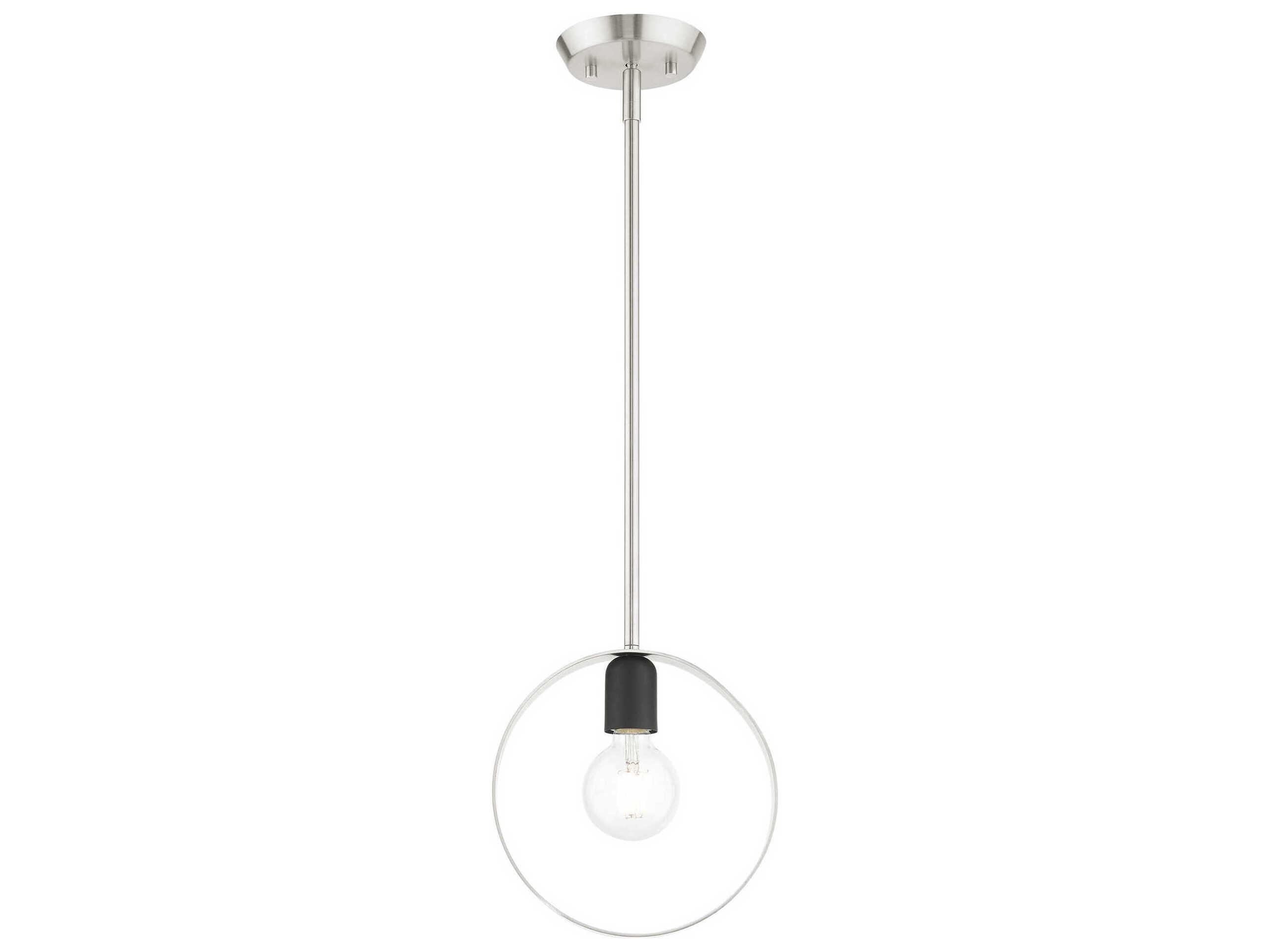 Livex Lighting Modesto 1-Light Brushed Nickel Round Mini Pendant