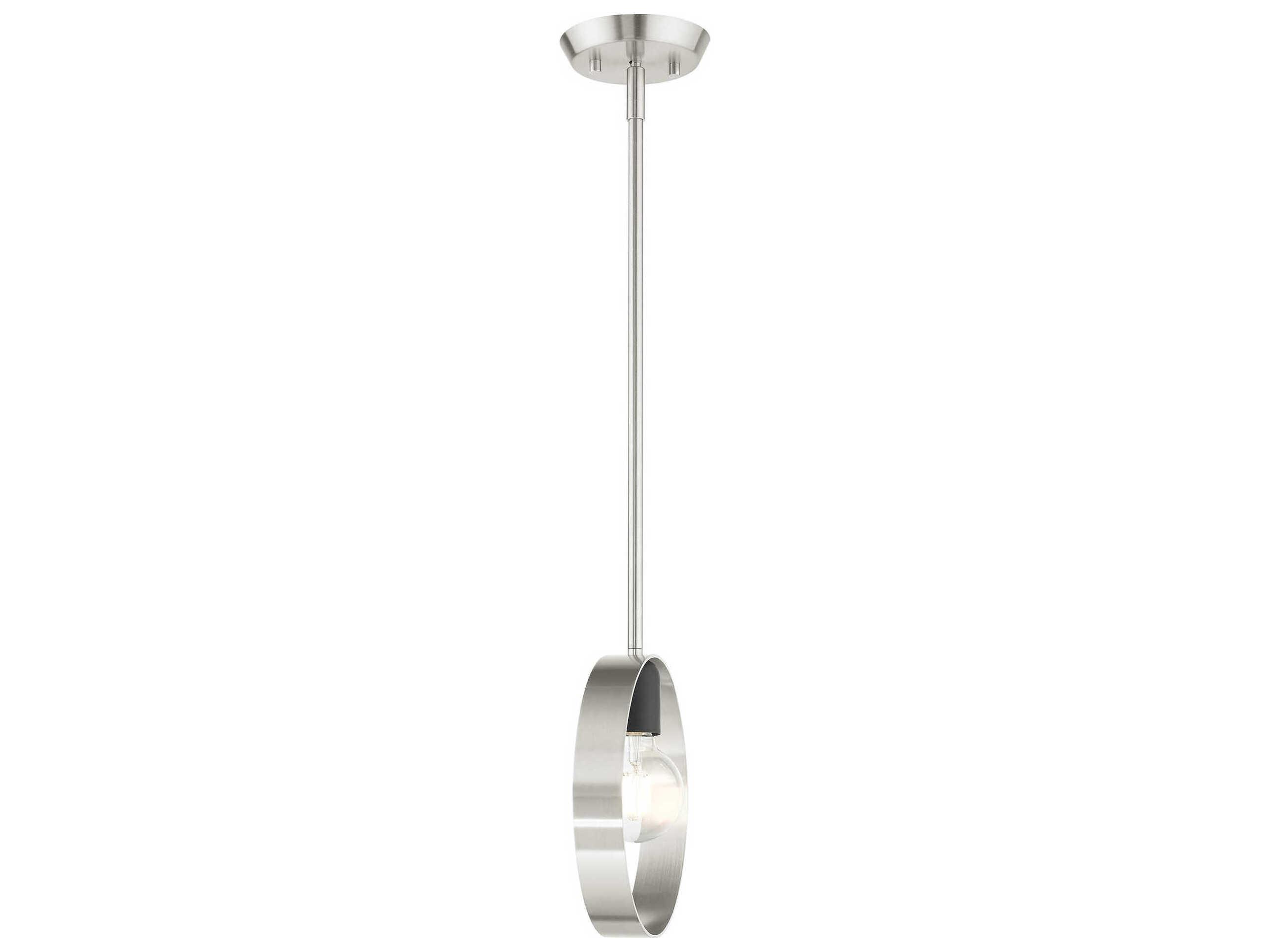 Livex Lighting Modesto 1-Light Brushed Nickel Round Mini Pendant