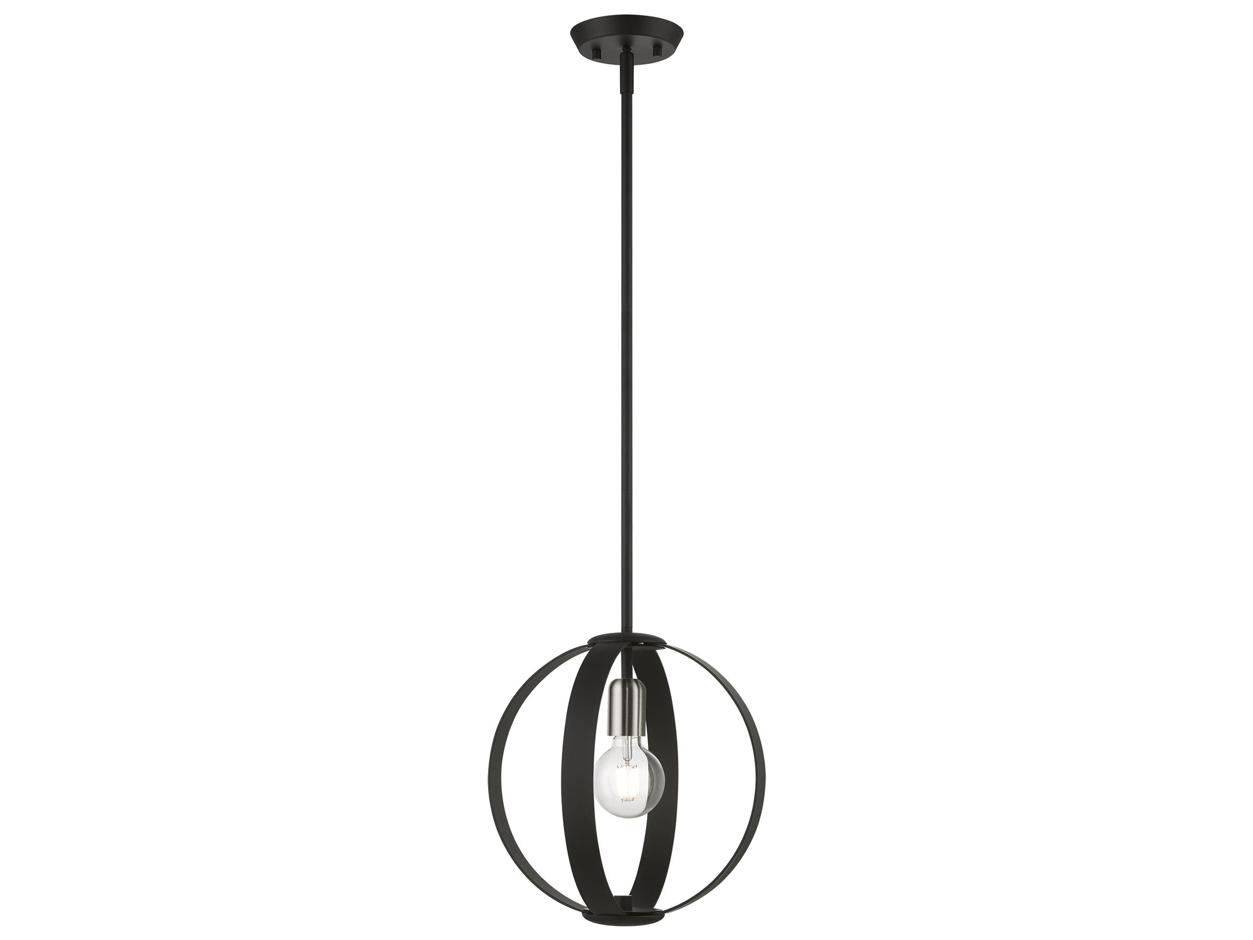 Livex Lighting Modesto 1-Light Black Brushed Nickel Globe Mini Pendant
