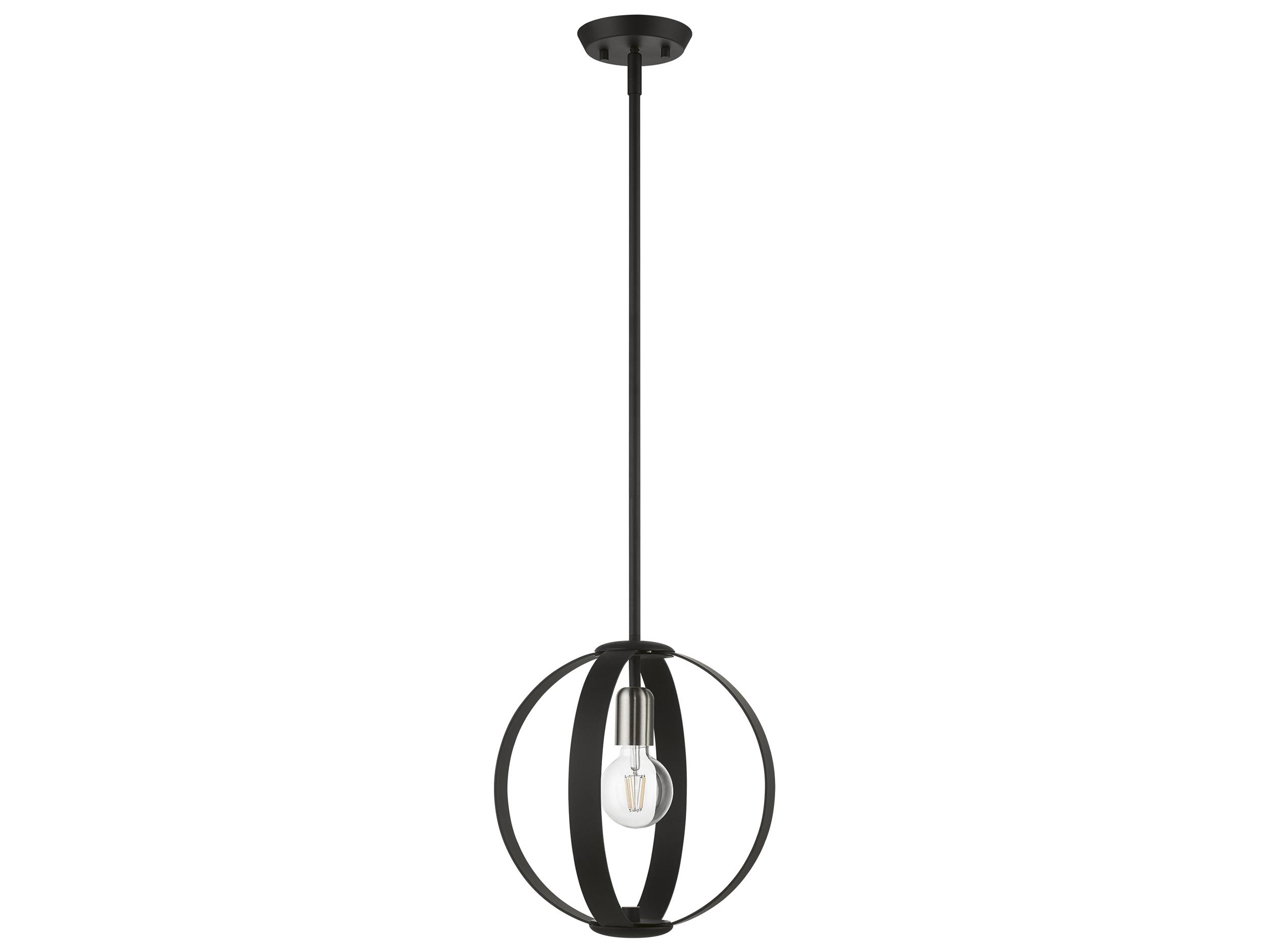 Livex Lighting Modesto 1-Light Black Brushed Nickel Globe Mini Pendant
