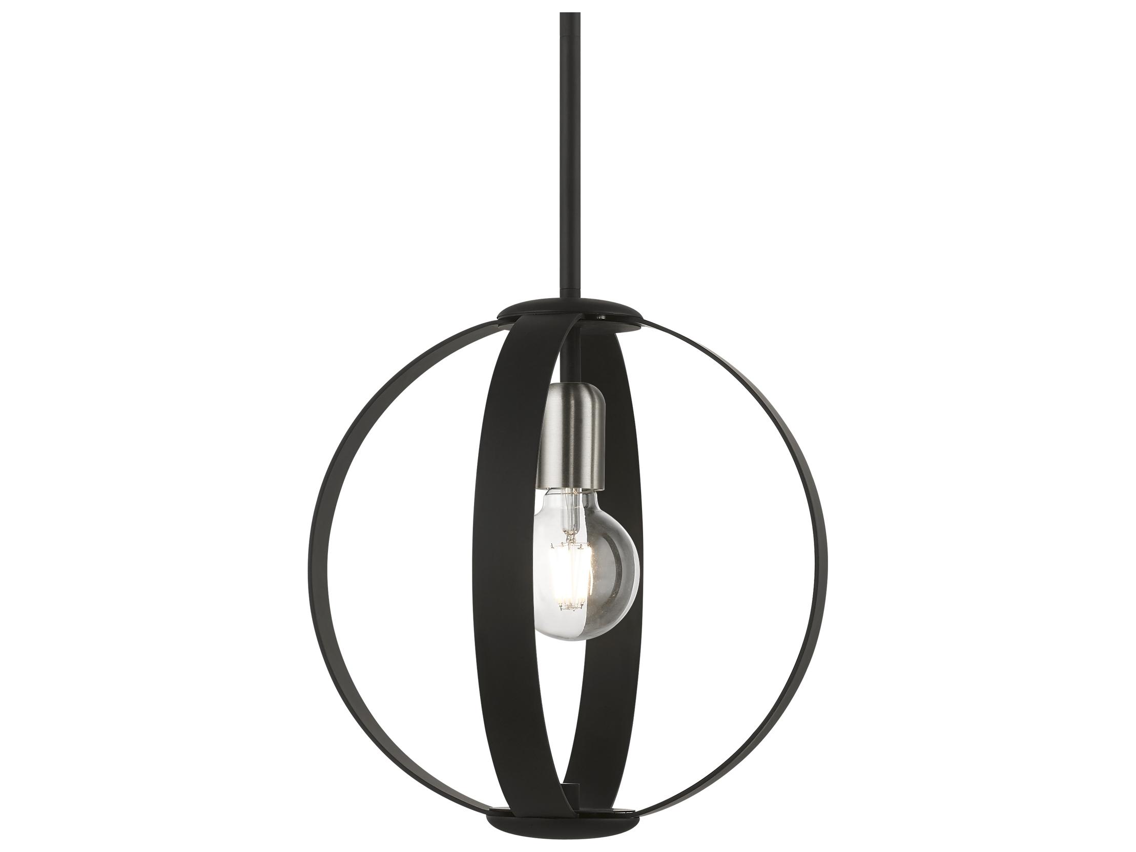 Livex Lighting Modesto 1-Light Black Brushed Nickel Globe Mini Pendant