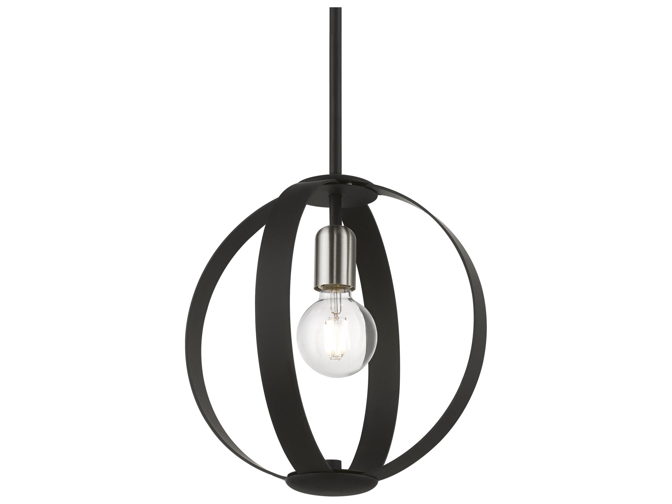 Livex Lighting Modesto 1-Light Black Brushed Nickel Globe Mini Pendant
