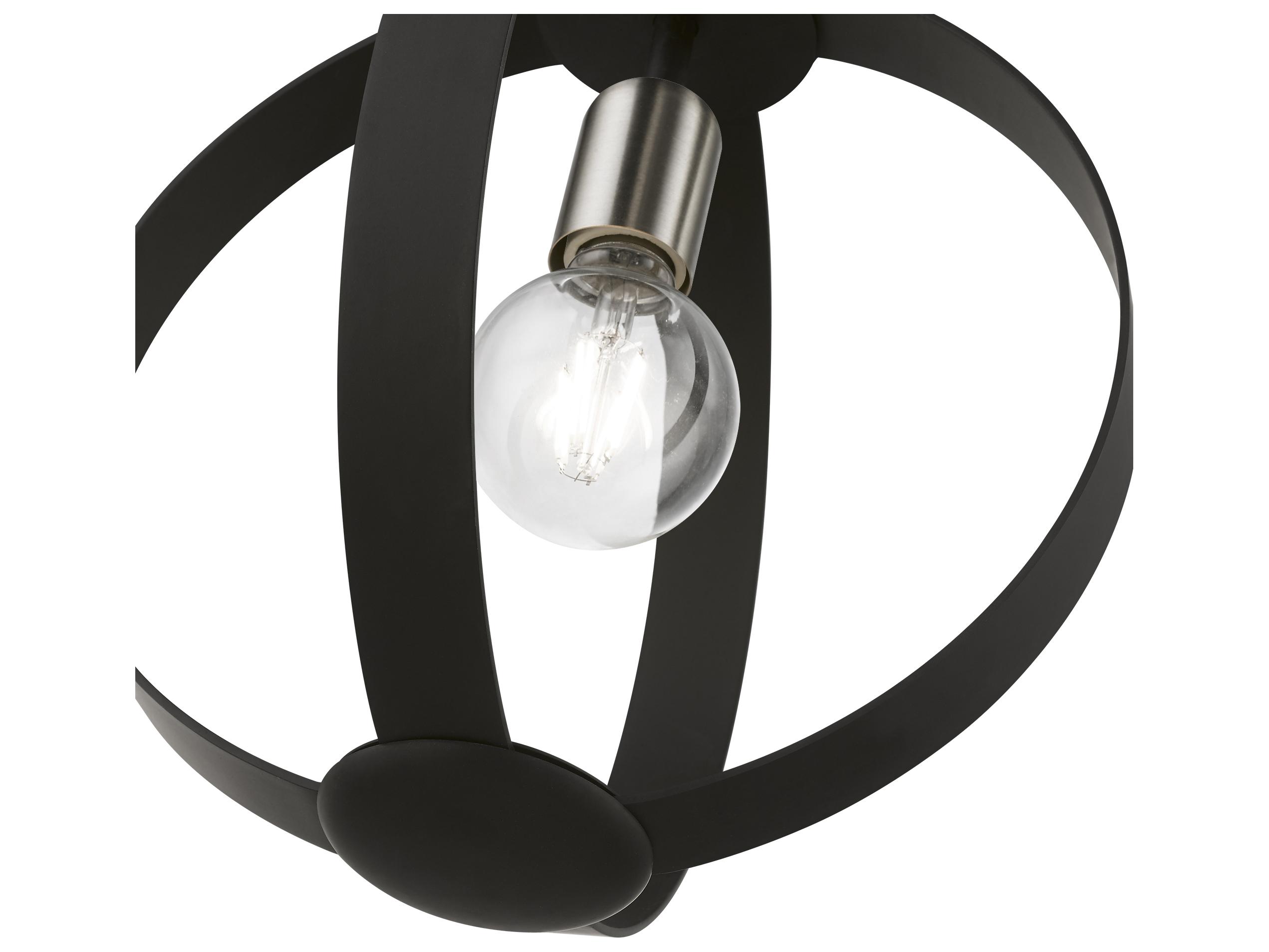 Livex Lighting Modesto 1-Light Black Brushed Nickel Globe Mini Pendant