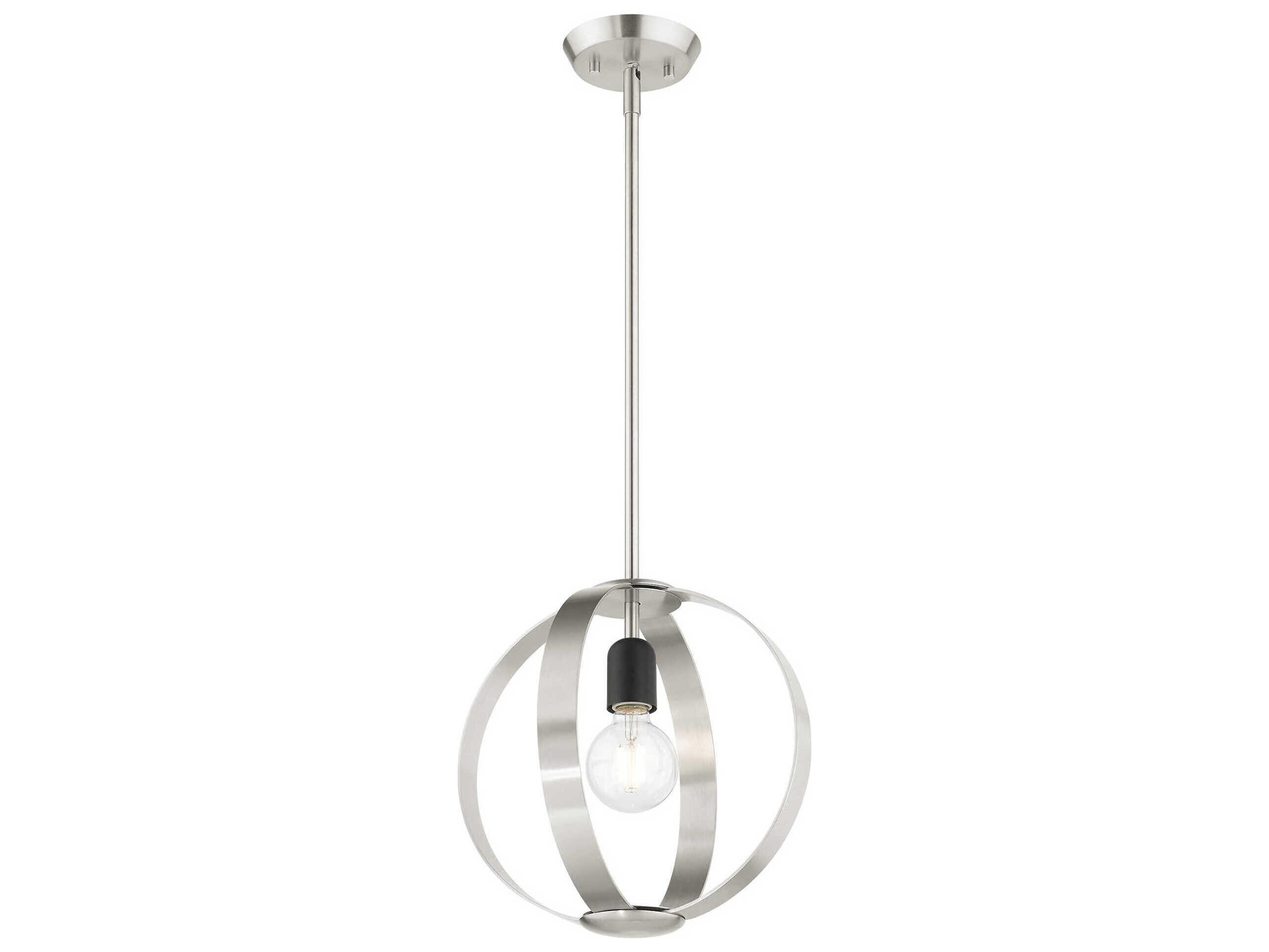 Livex Lighting Modesto 1-Light Brushed Nickel Round Pendant
