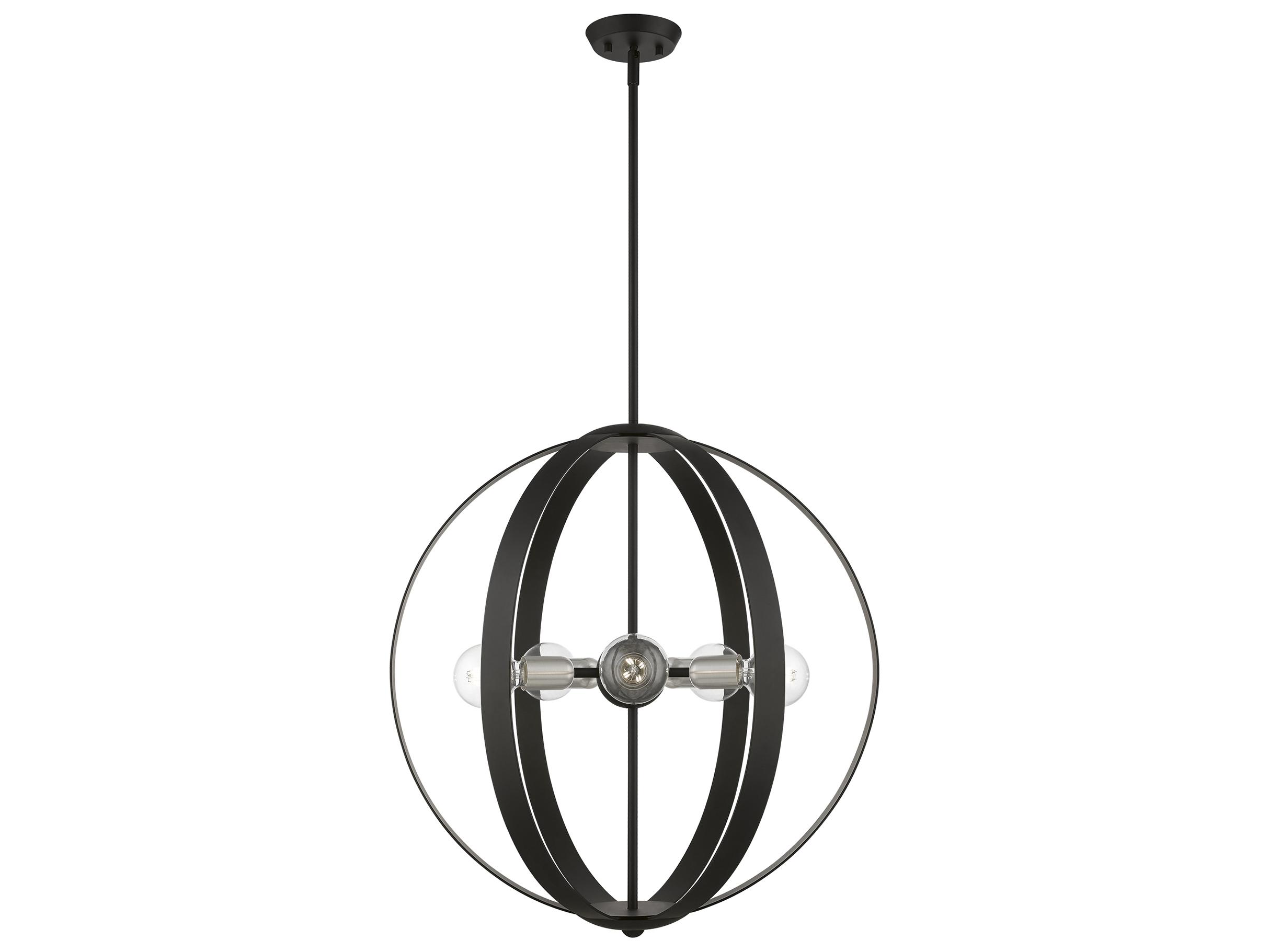 Livex Lighting Modesto 5-Light Black Brushed Nickel Globe Pendant