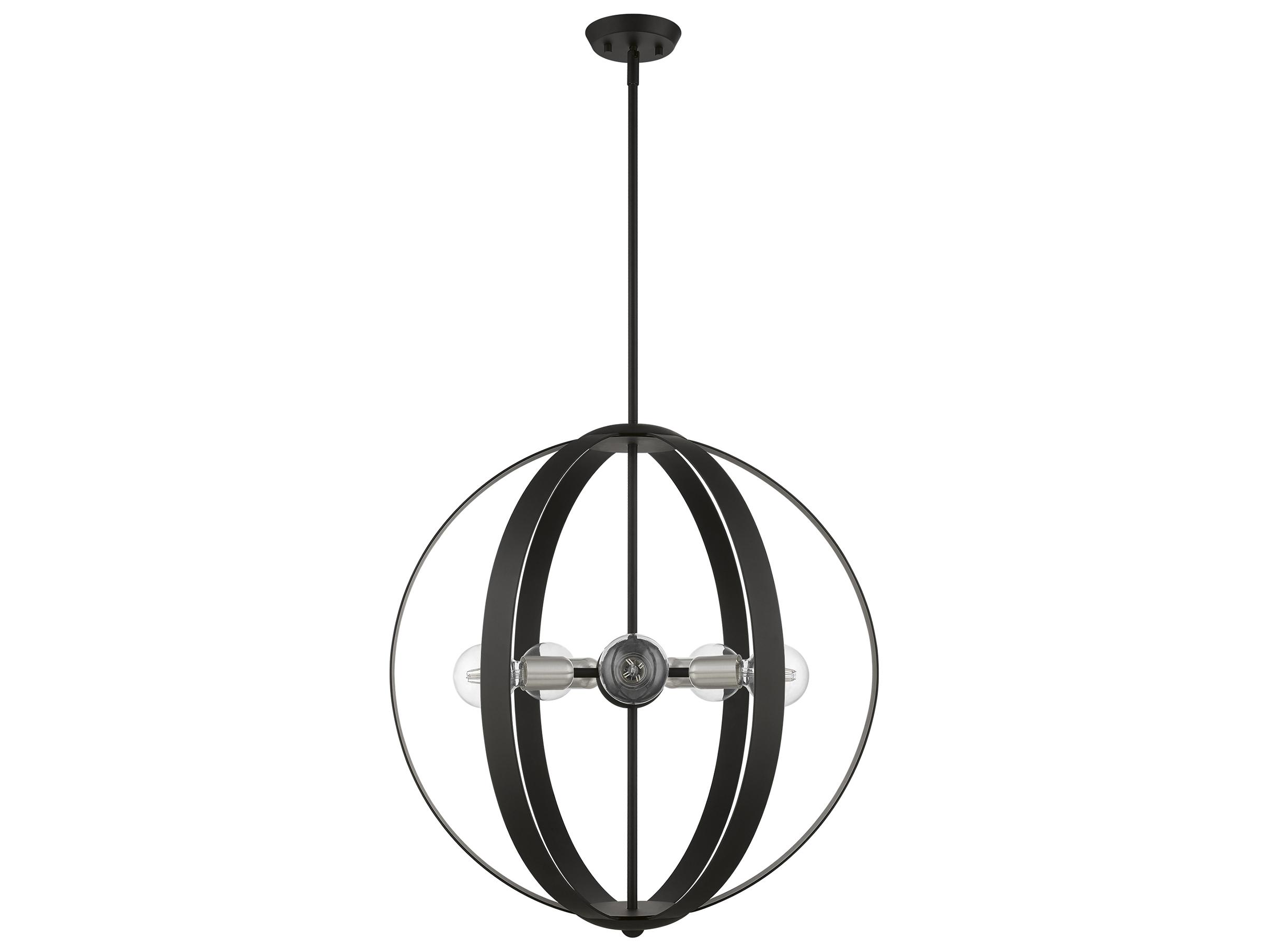 Livex Lighting Modesto 5-Light Black Brushed Nickel Globe Pendant