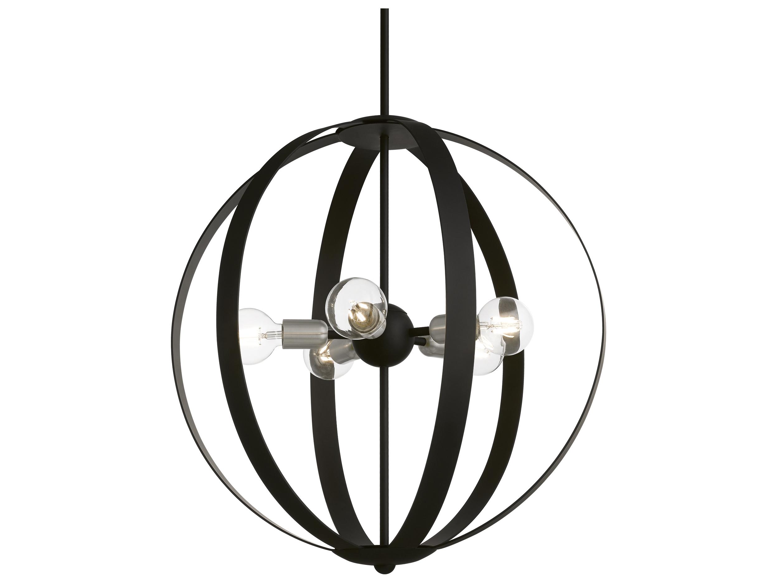 Livex Lighting Modesto 5-Light Black Brushed Nickel Globe Pendant