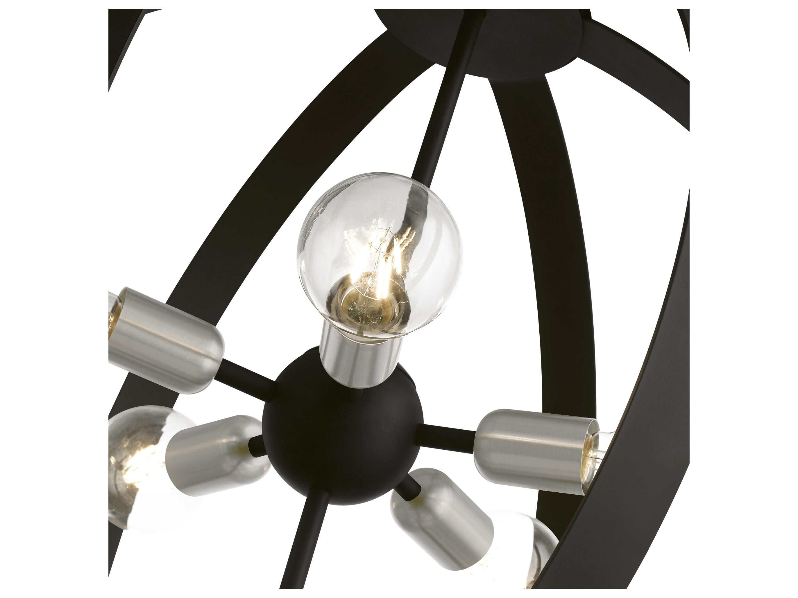 Livex Lighting Modesto 5-Light Black Brushed Nickel Globe Pendant