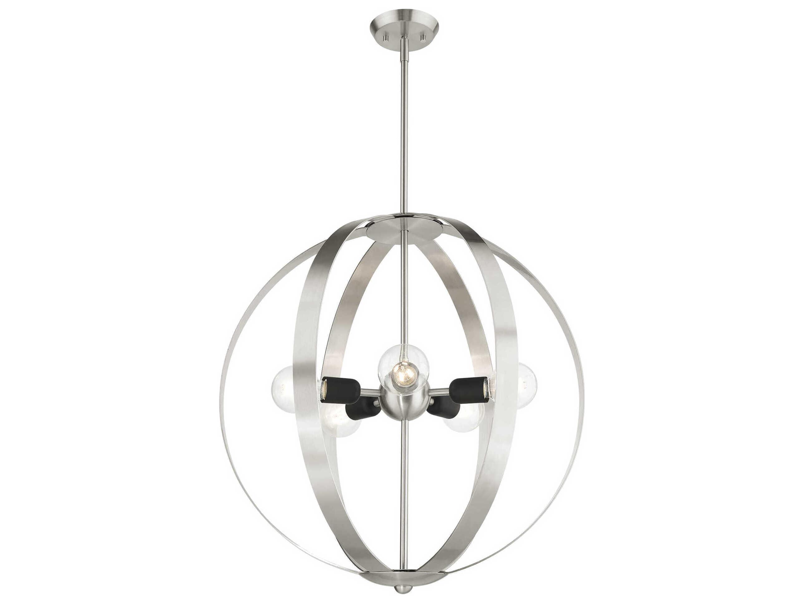 Livex Lighting Modesto 5-Light Brushed Nickel Round Pendant