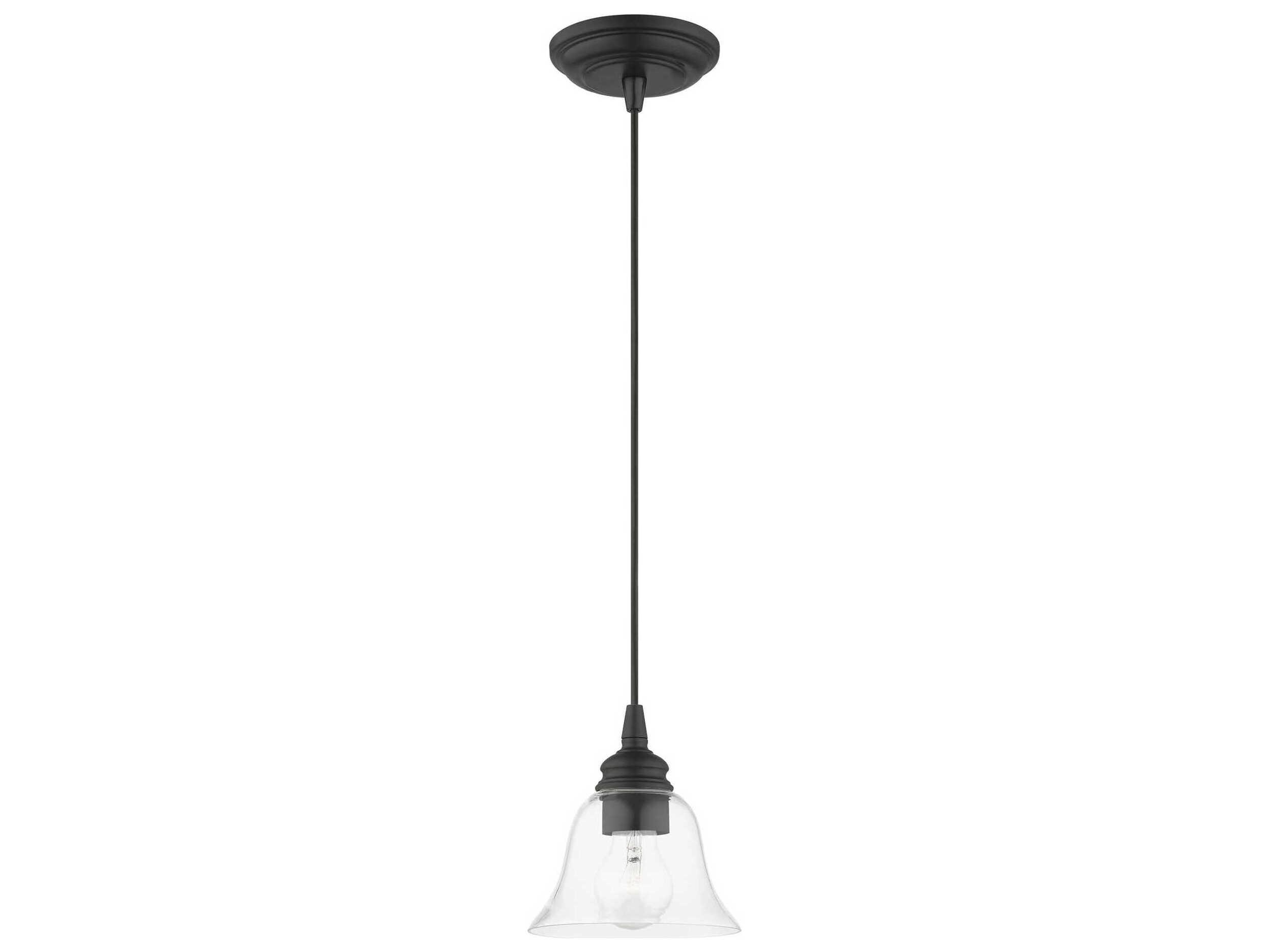Livex Lighting Moreland 1-Light Black Glass Bell Mini Pendant