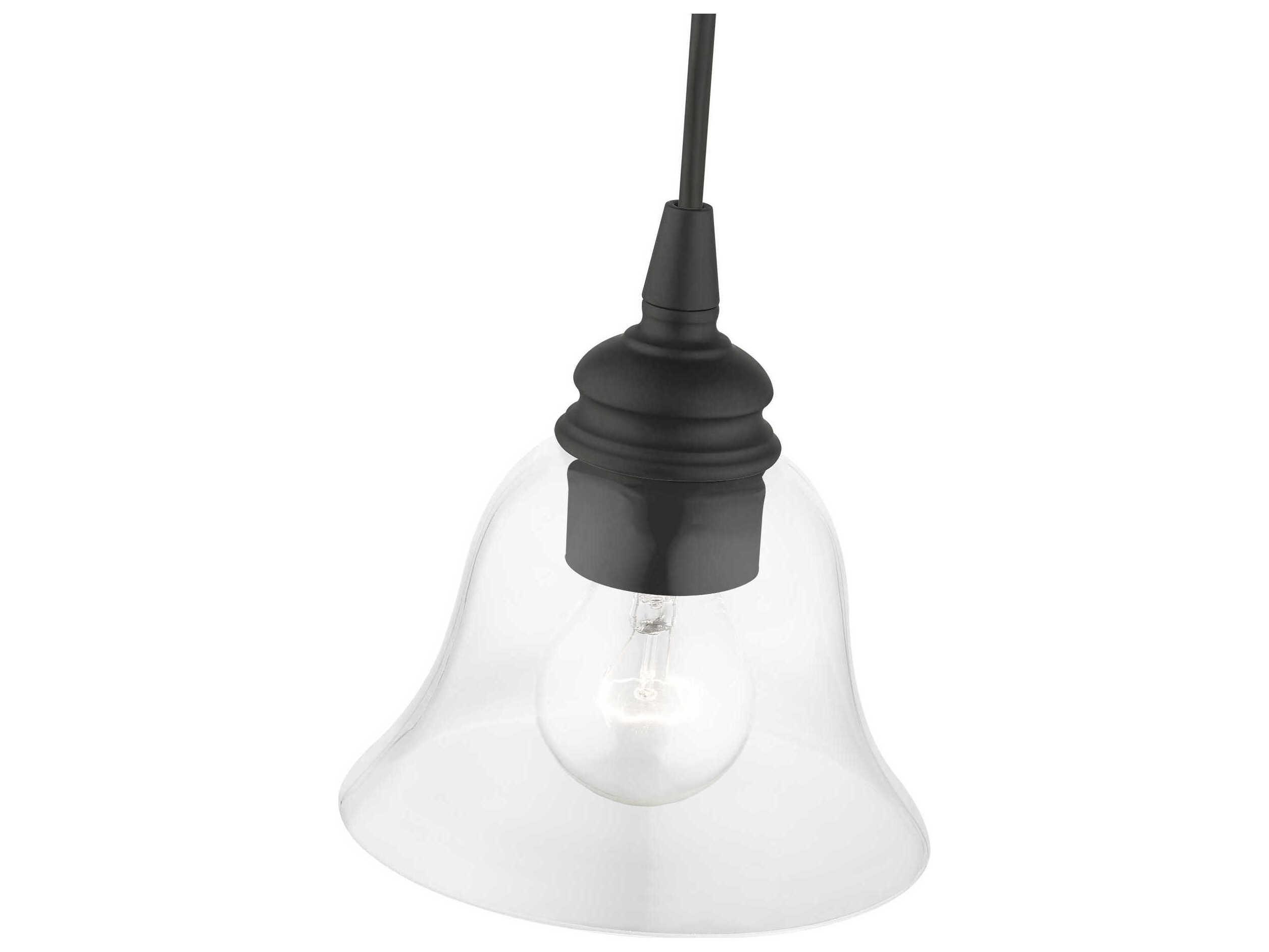 Livex Lighting Moreland 1-Light Black Glass Bell Mini Pendant