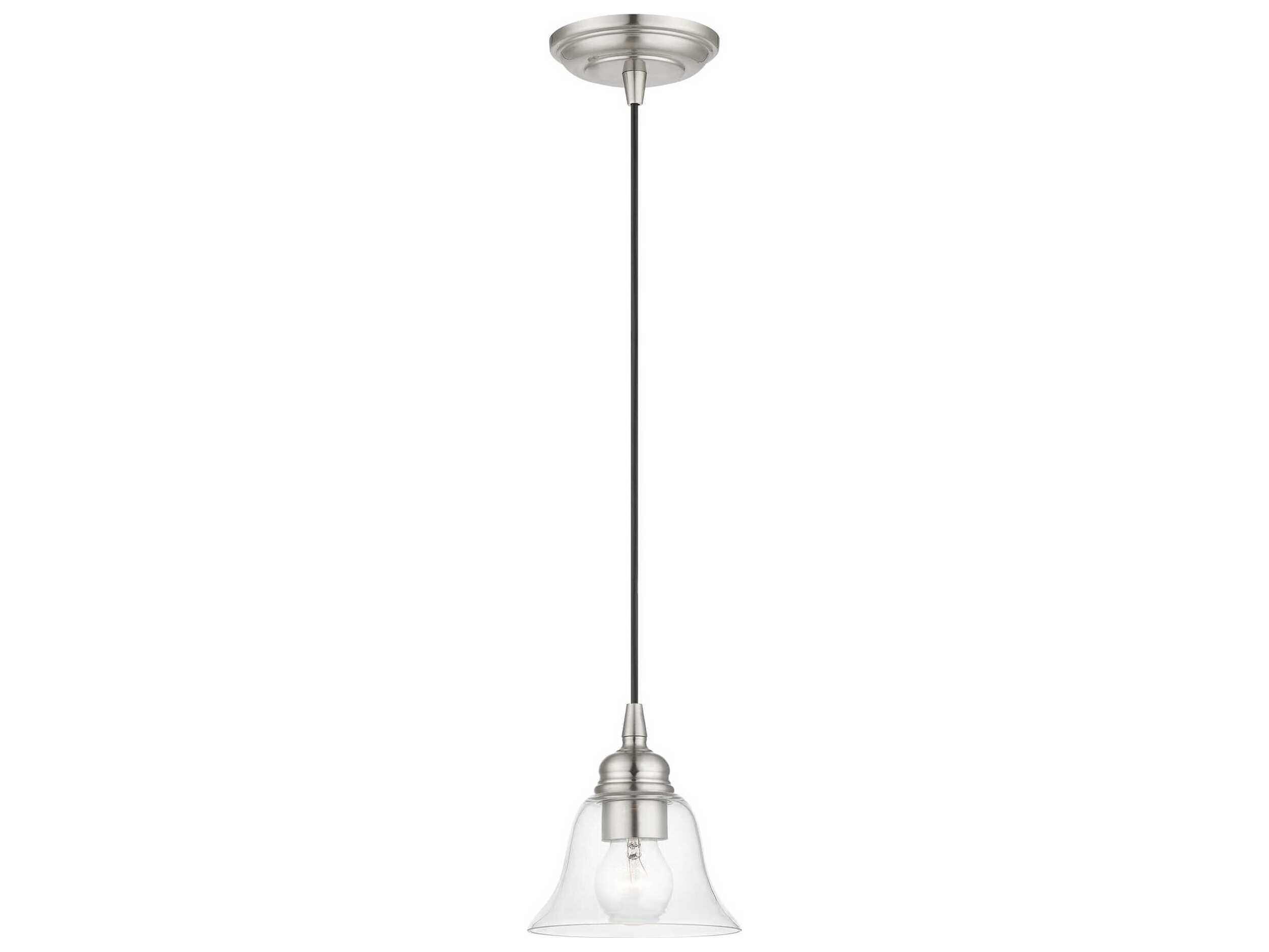 Livex Lighting Moreland 1-Light Brushed Nickel Glass Bell Mini Pendant