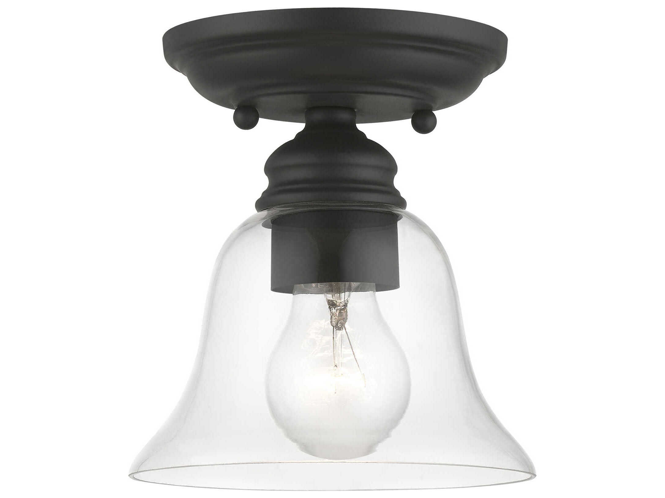 Livex Lighting Moreland 1-Light Black Glass Bell Semi Flush Mount