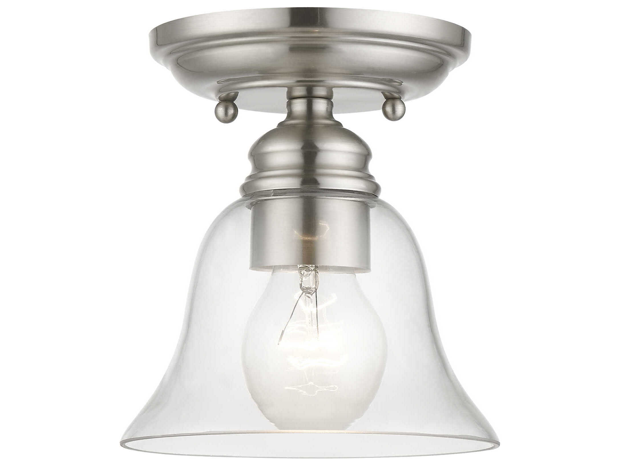 Livex Lighting Moreland 1-Light Brushed Nickel Glass Bell Semi Flush Mount
