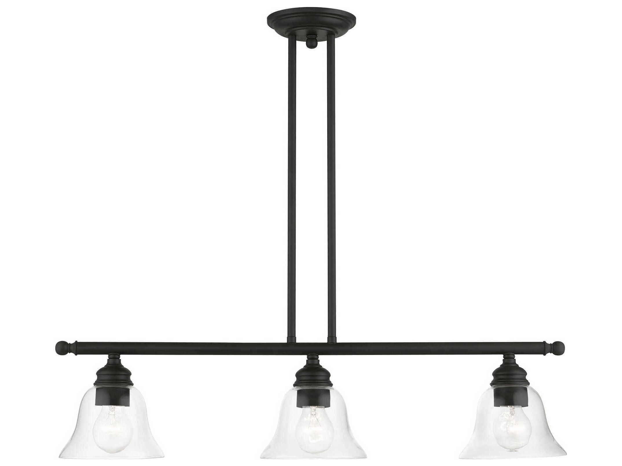 Livex Lighting Moreland 3-Light Black Glass Bell Linear Island Pendant