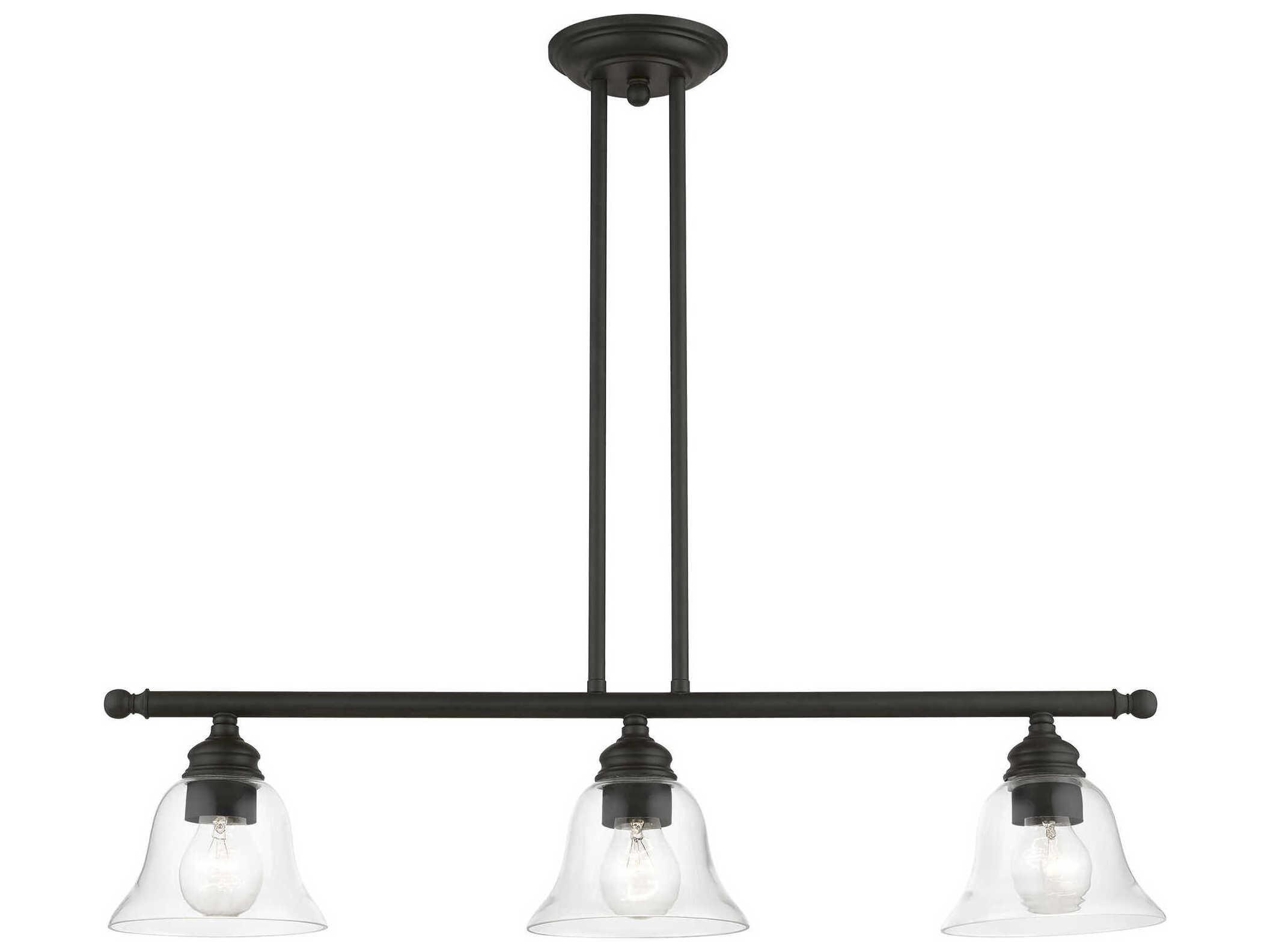 Livex Lighting Moreland 3-Light Black Glass Bell Linear Island Pendant