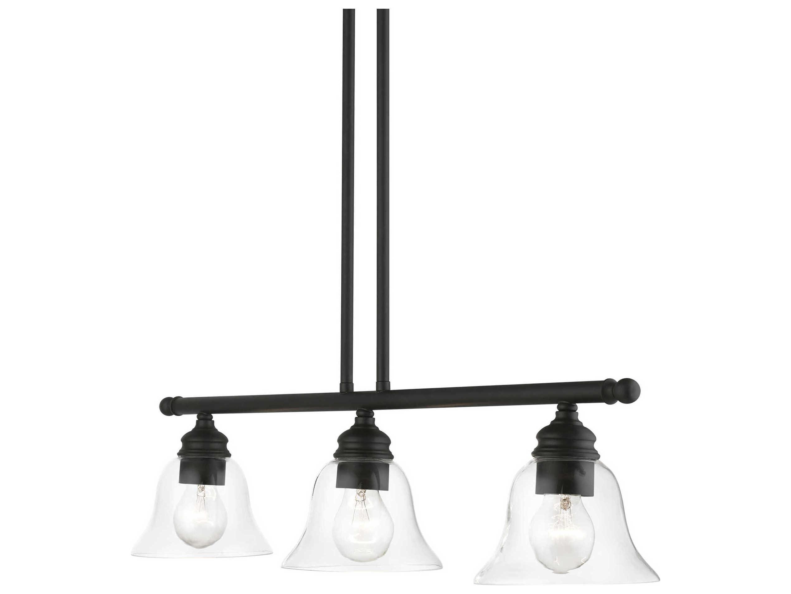 Livex Lighting Moreland 3-Light Black Glass Bell Linear Island Pendant