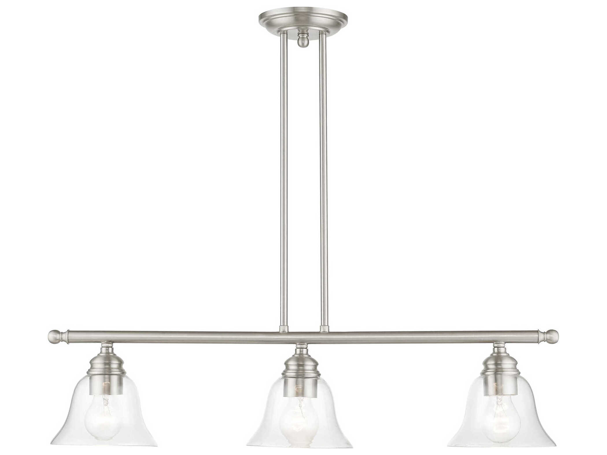 Livex Lighting Moreland 3-Light Brushed Nickel Glass Bell Linear Island Pendant