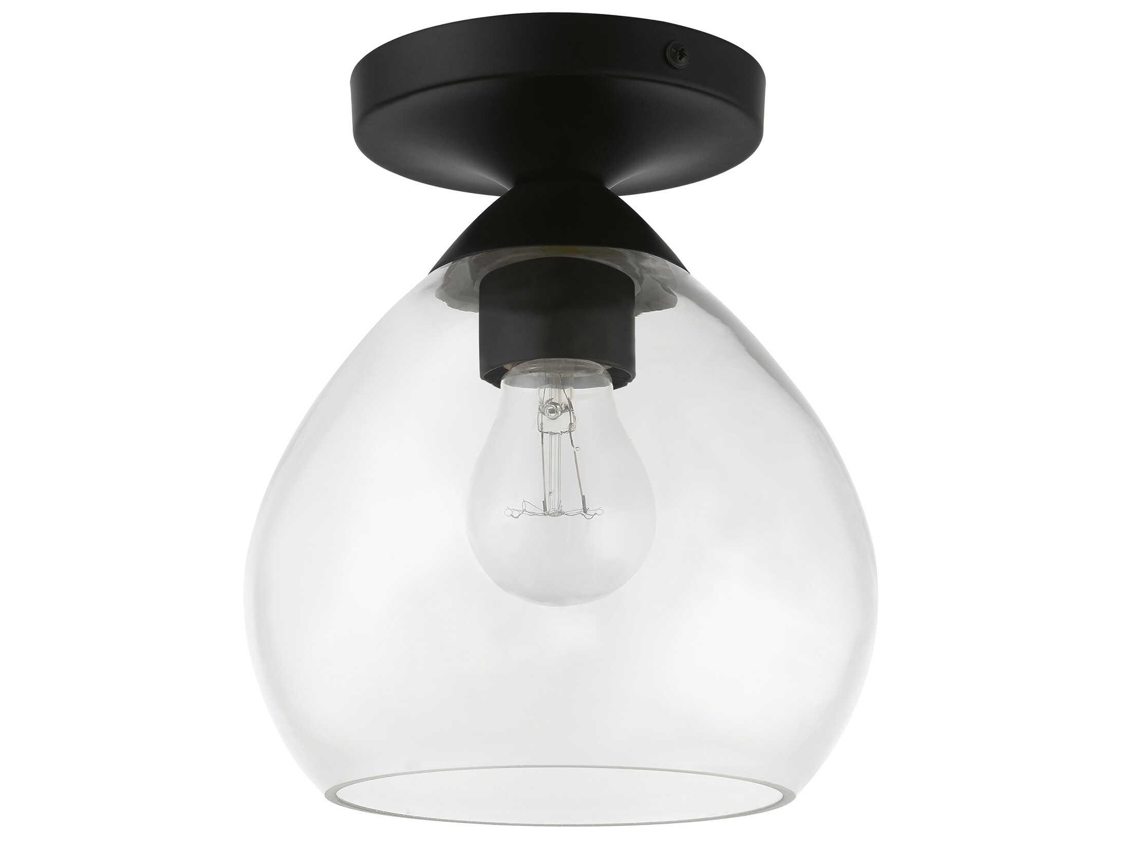 Livex Lighting Catania 1-Light Black Glass Bell Semi Flush Mount